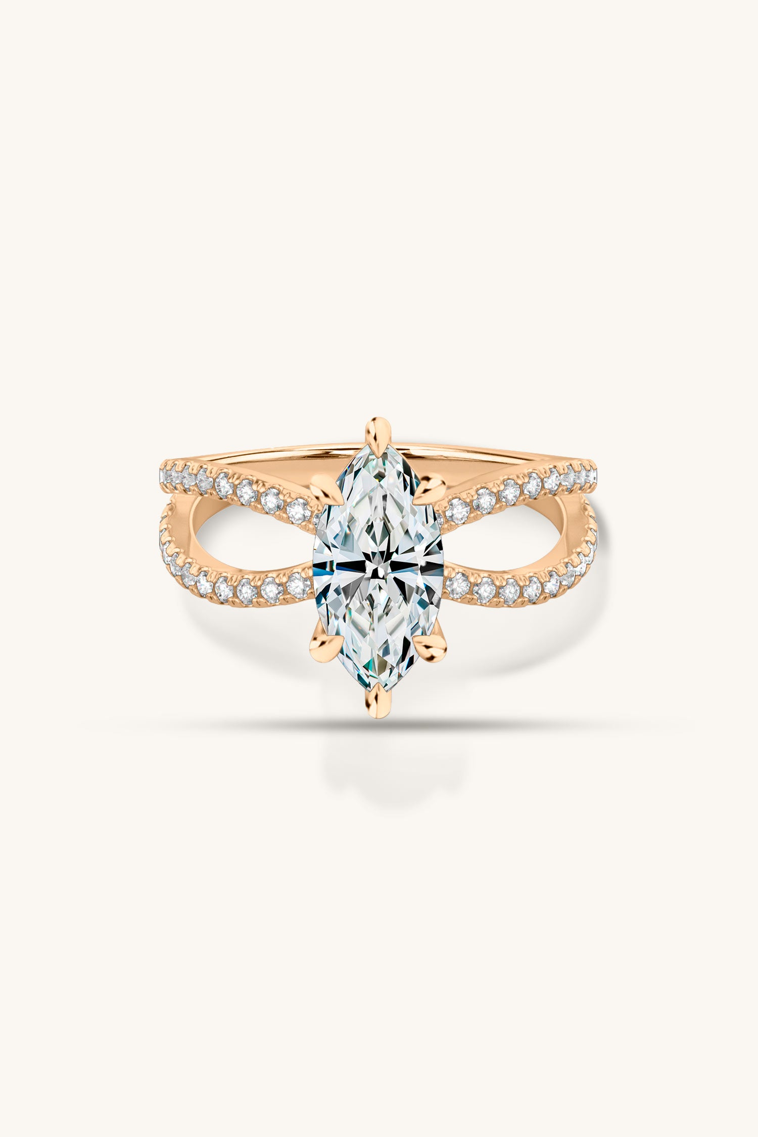 Luisa Marquise Solitaire Double Pavé Ring