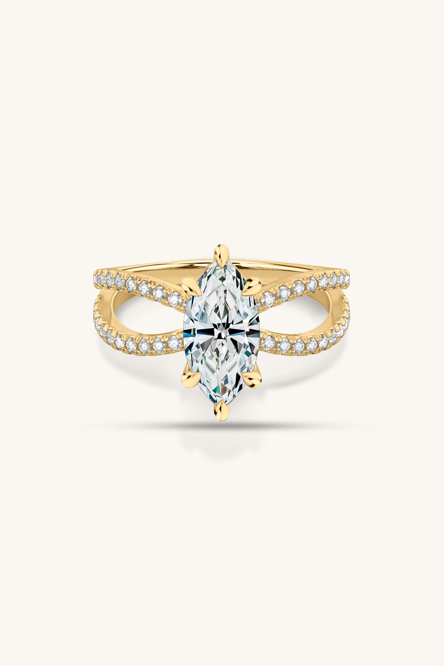 Luisa Marquise Solitaire Double Pavé Ring