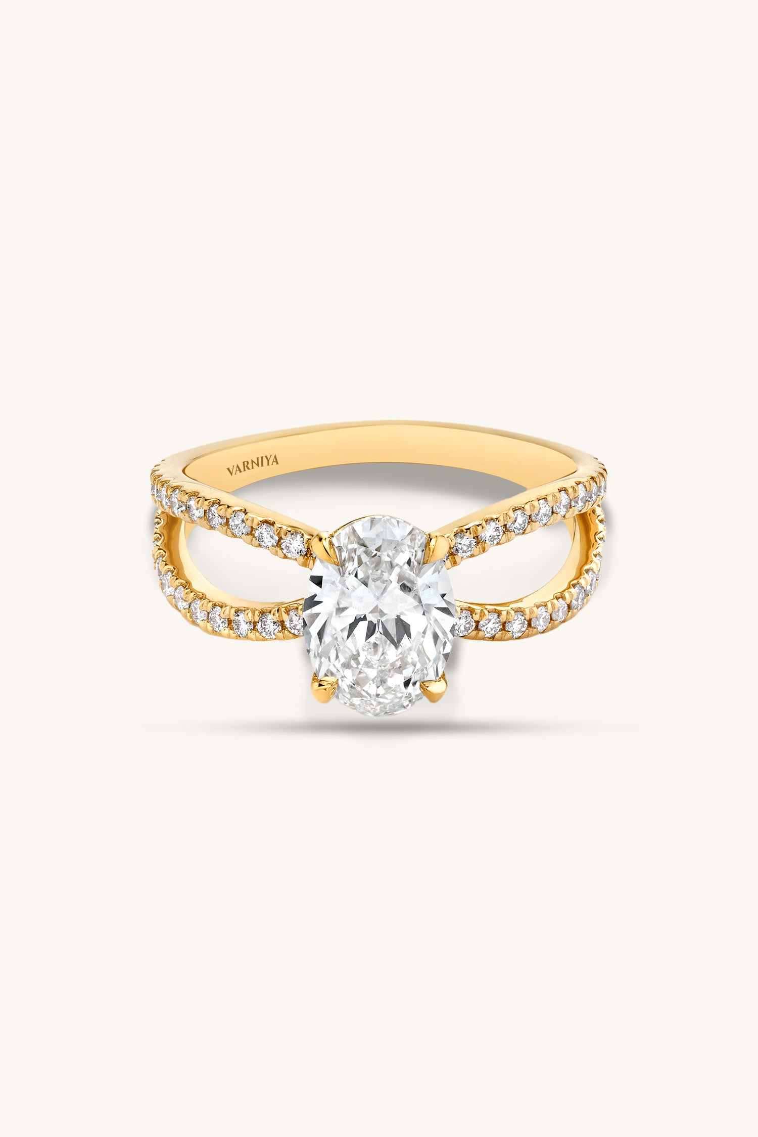 Luisa Oval Solitaire Double Pavé Ring