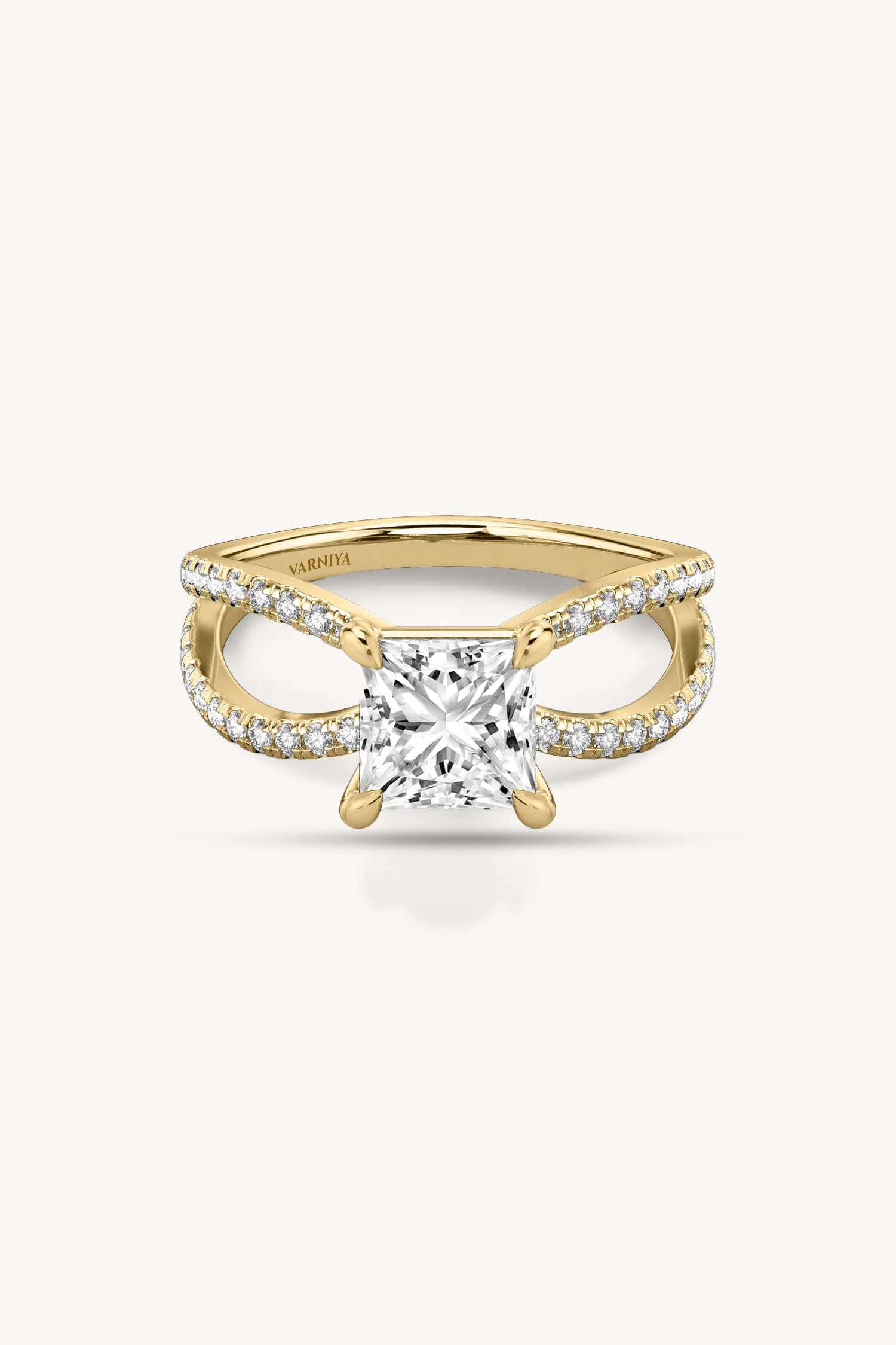 Luisa Princess Solitaire Double Pavé Ring