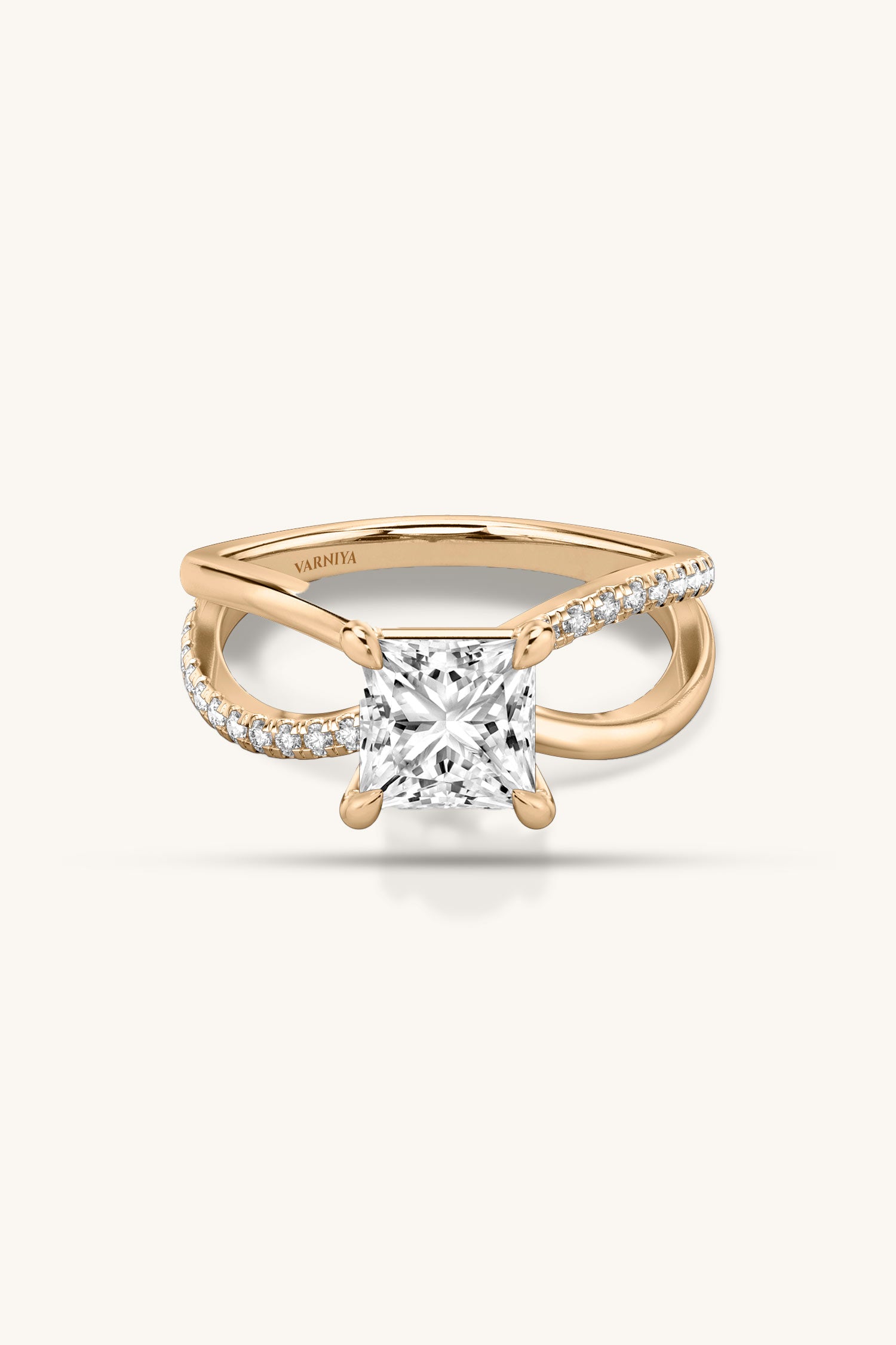 Luisa Princess Solitaire Pavé Ring