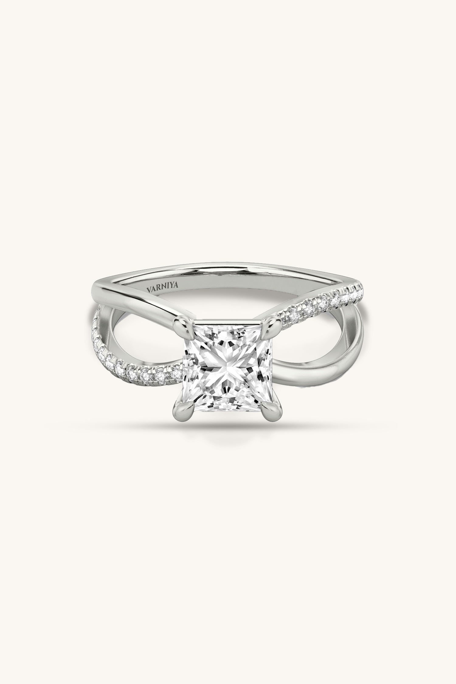 Luisa Princess Solitaire Pavé Ring