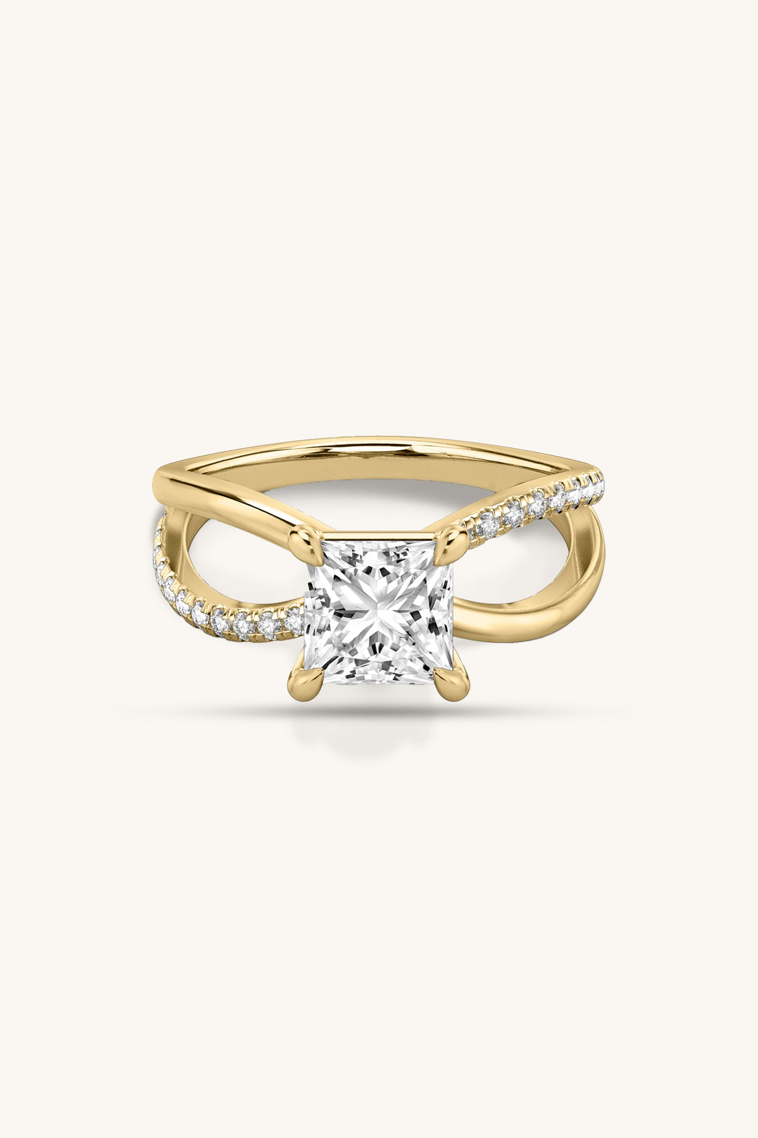 Luisa Princess Solitaire Pavé Ring