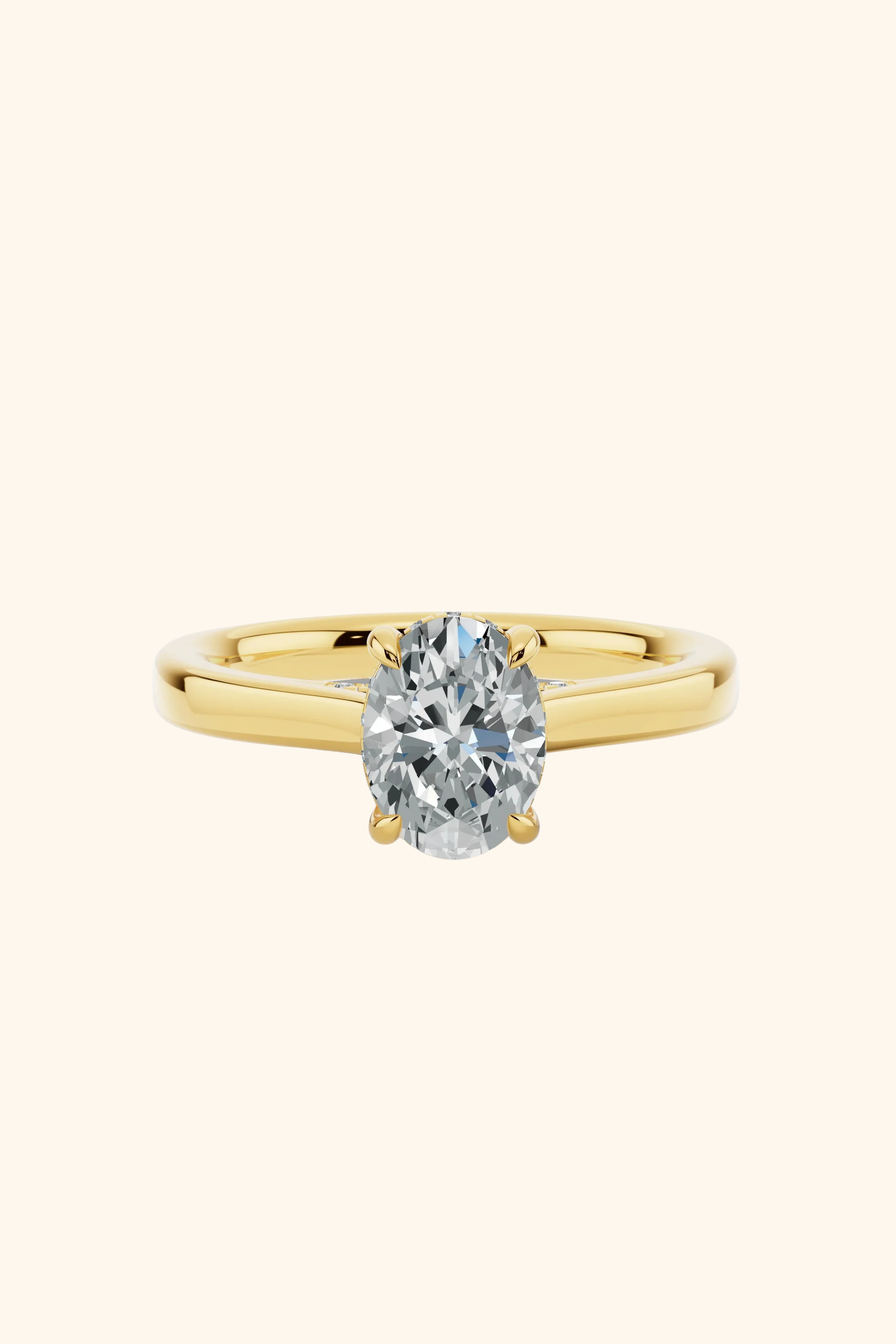 Hidden Halo Oval Cathedral Engagement Ring