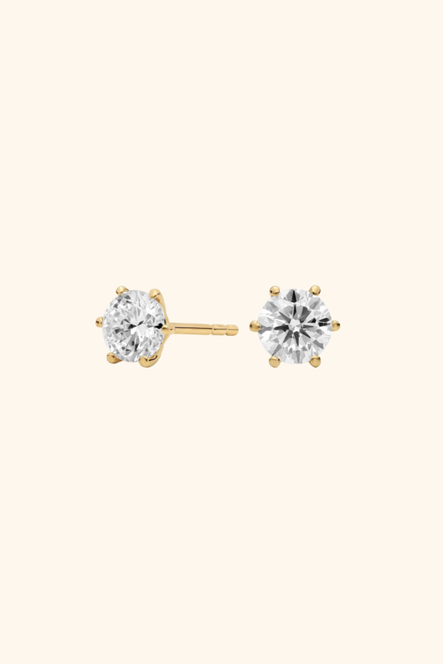 2.08Ct 6 Prong Classic Diamond Studs with Round Brilliant Solitaire