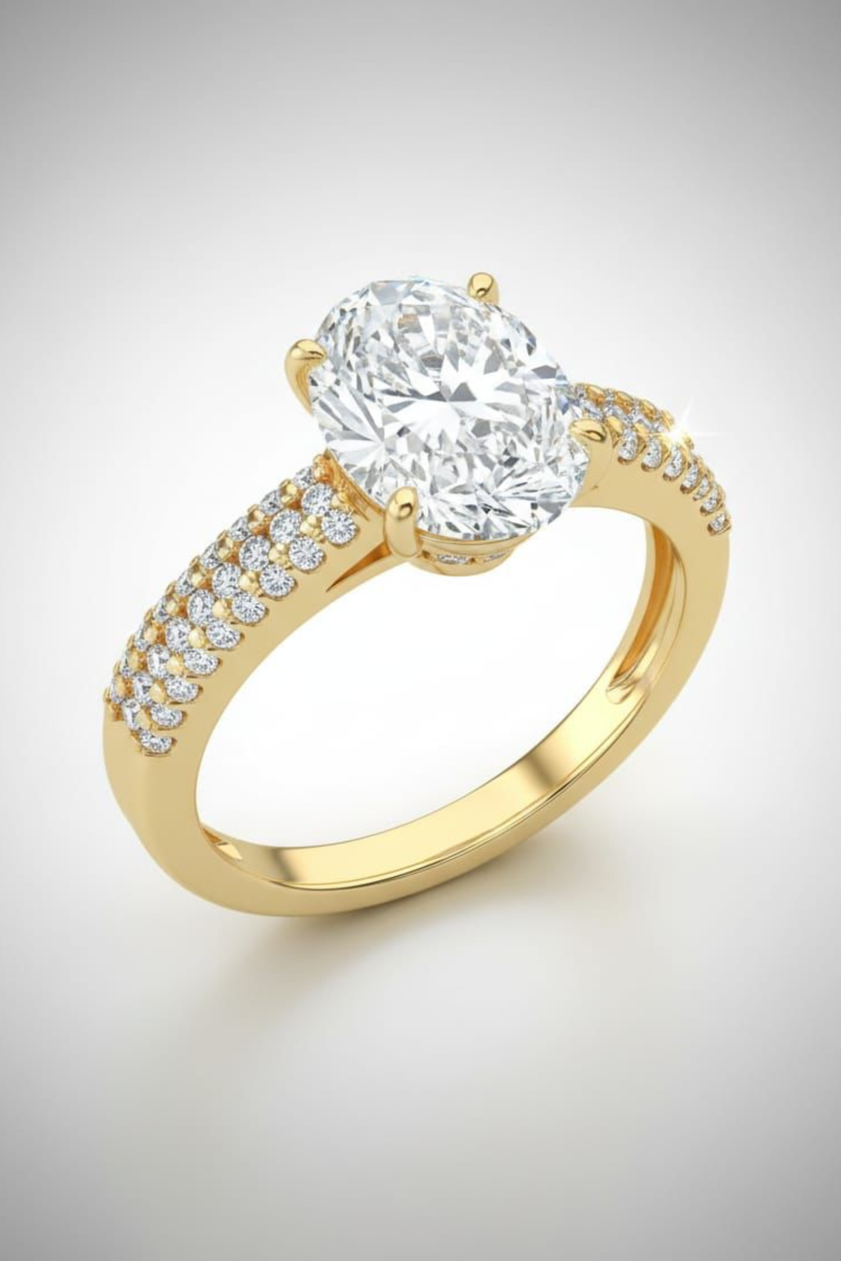 Christina 3 Carat Oval Solitaire Triple Pavé Ring