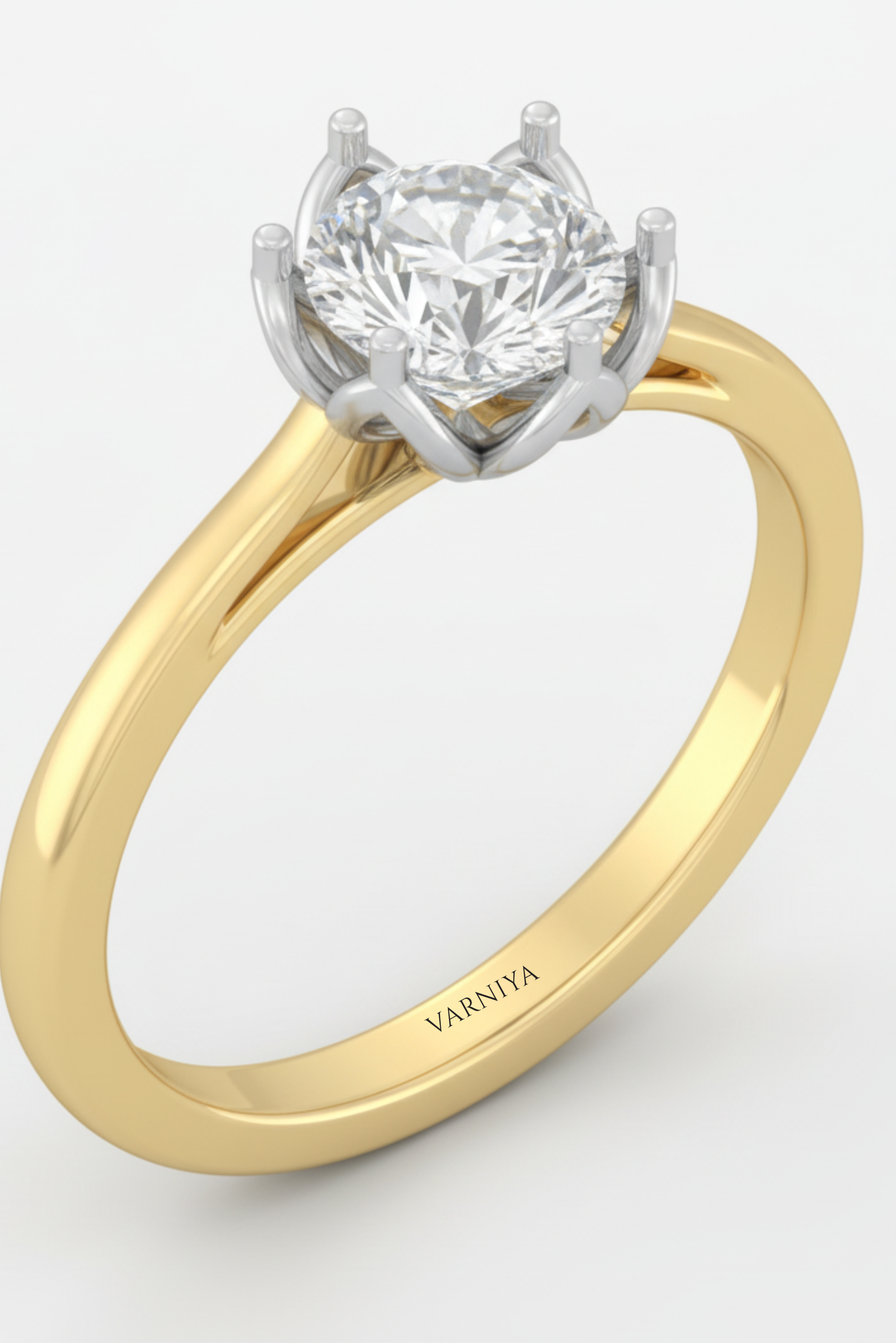 Dual-Tone Tulip Solitaire Engagement Ring