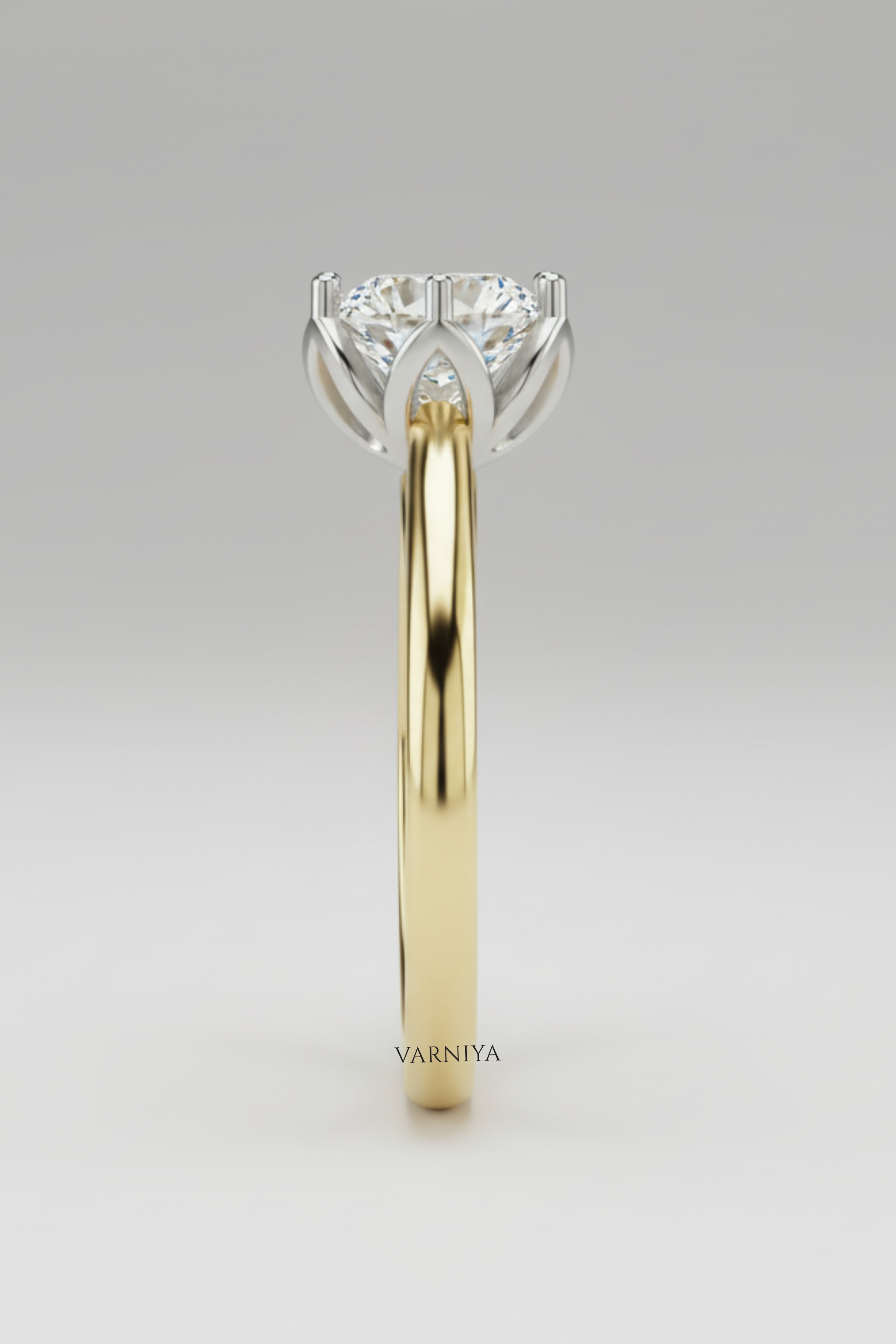 Dual-Tone Tulip Solitaire Engagement Ring