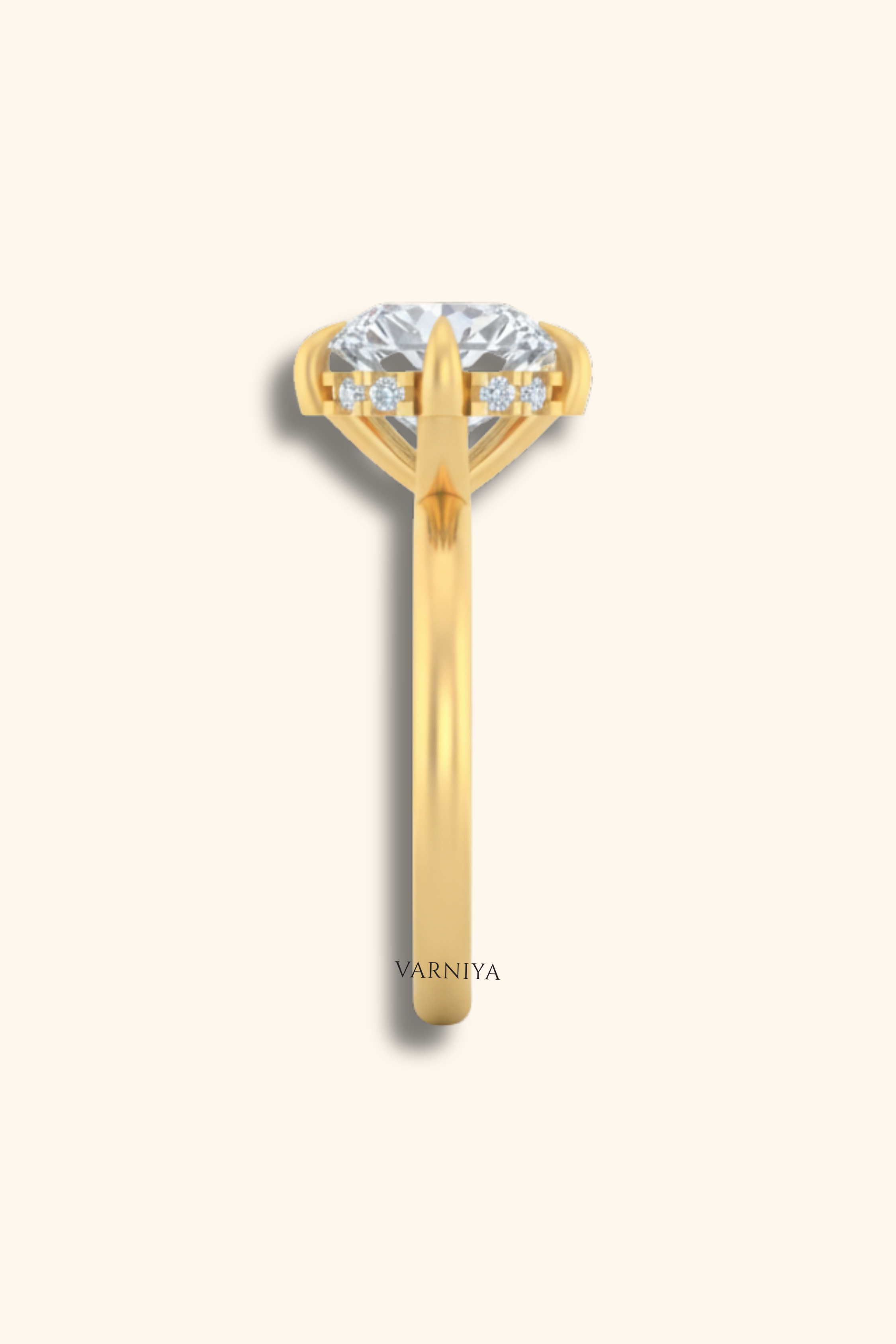 The Claridade 1.26 Carat Elongated Cushion Solitaire with Hidden Halo