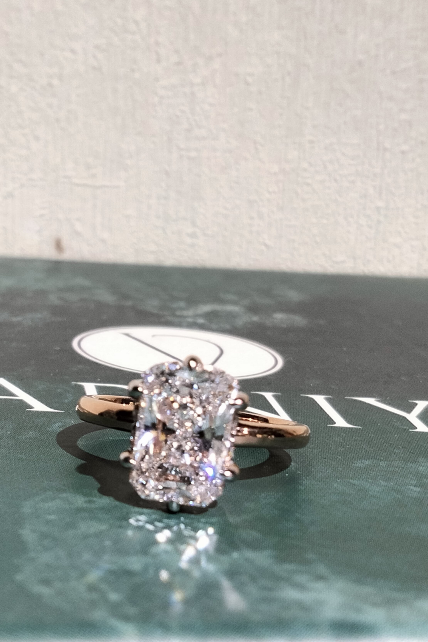 The Claridade 1.26 Carat Elongated Cushion Solitaire with Hidden Halo
