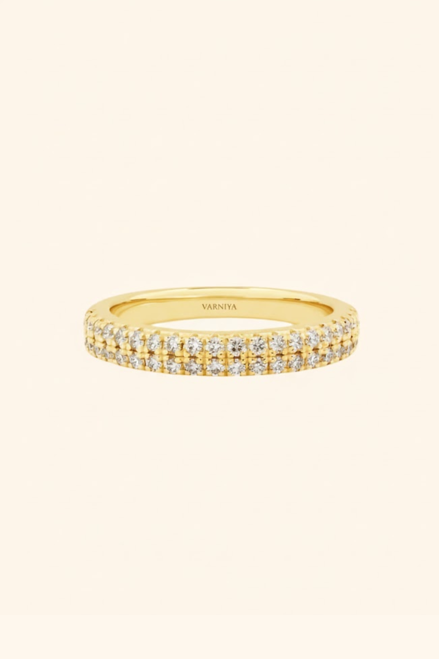 Double Row Pavé Half Eternity Band in Ring Size 12