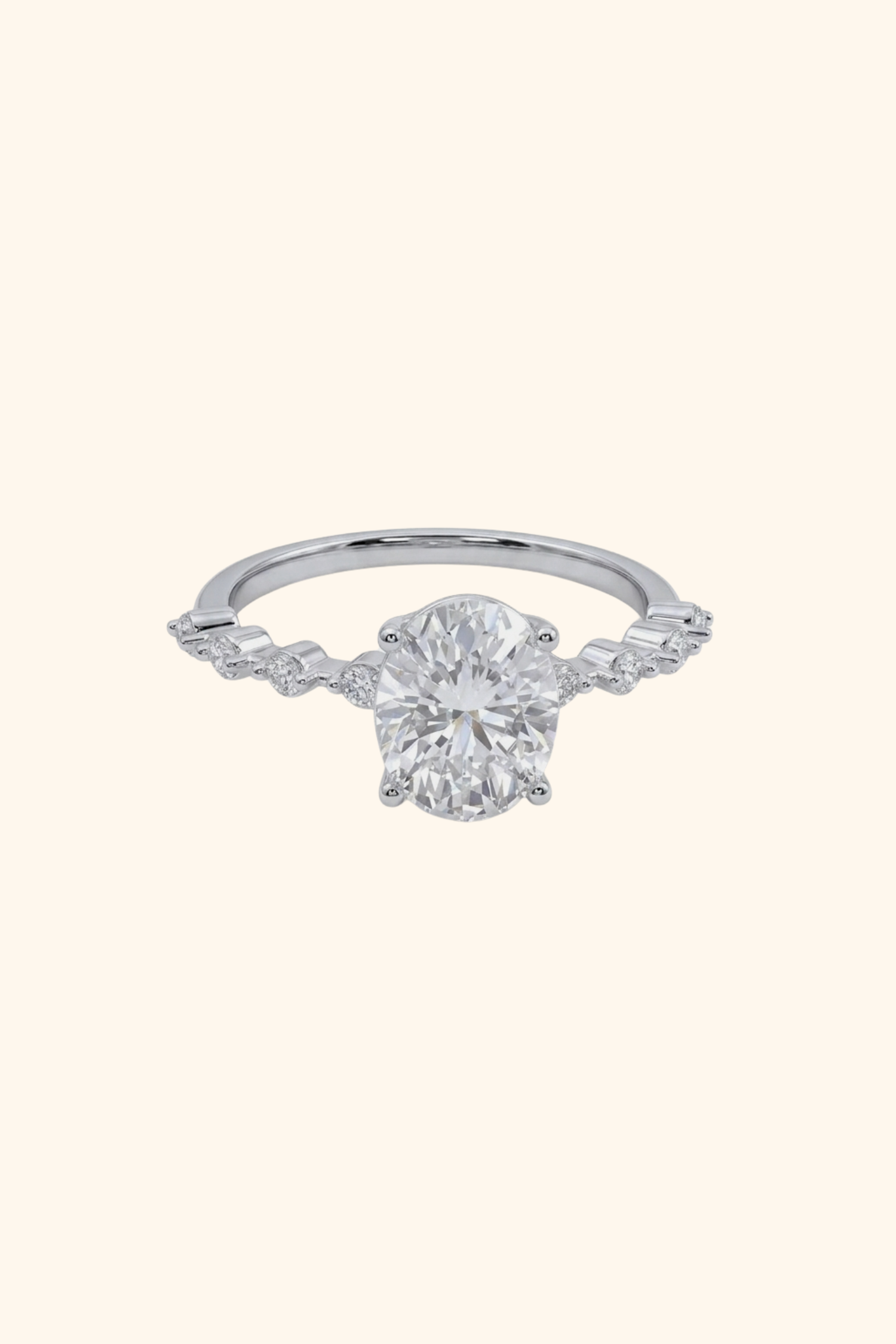 1.17 Ct Adelina Oval Solitaire Pave Ring in Ring Size 16