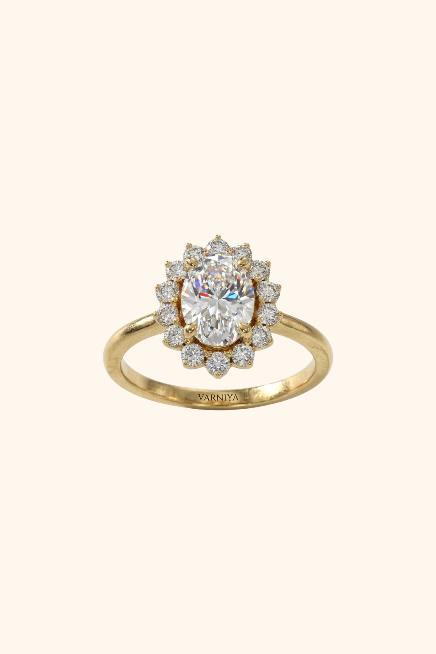 0.79Ct Diana Oval Solitaire Halo Ring in Ring Size 12