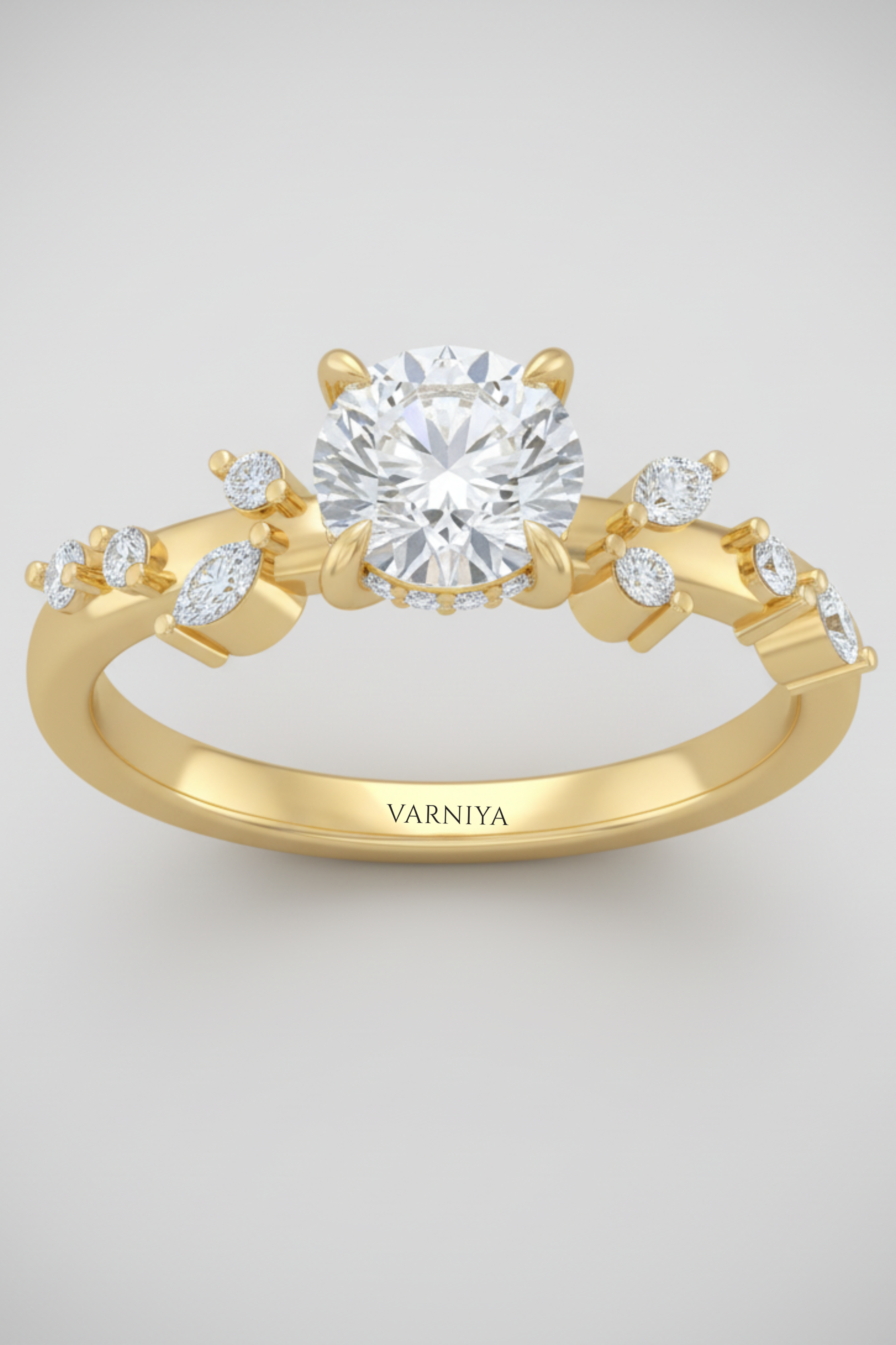 Florentina Round Brilliant Vine Ring