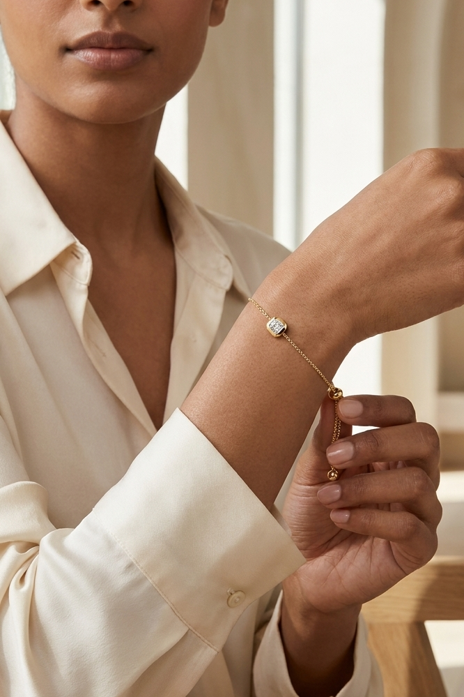 Bezel Set Asscher Shaped Bracelet