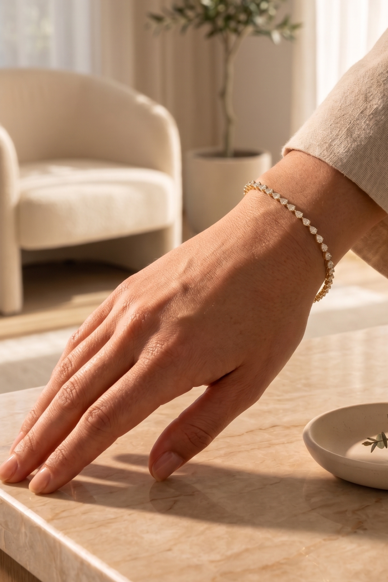 The Pear Line Tennis Bracelet