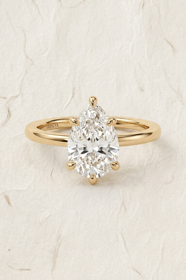 6 Prong Classic Grace Pear Solitaire Ring