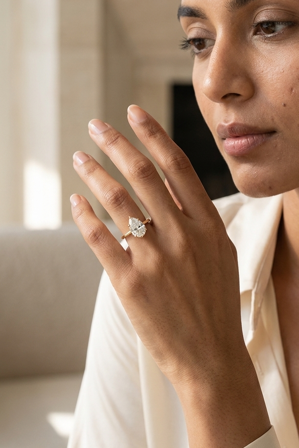 6 Prong Classic Grace Pear Solitaire Ring