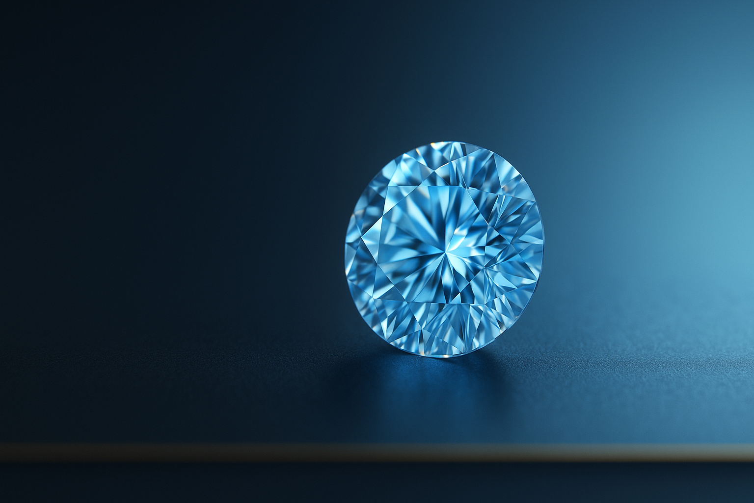 A lab grown diamond shown under normal and ultraviolet light to illustrate diamond fluorescence, with a soft blue glow.
