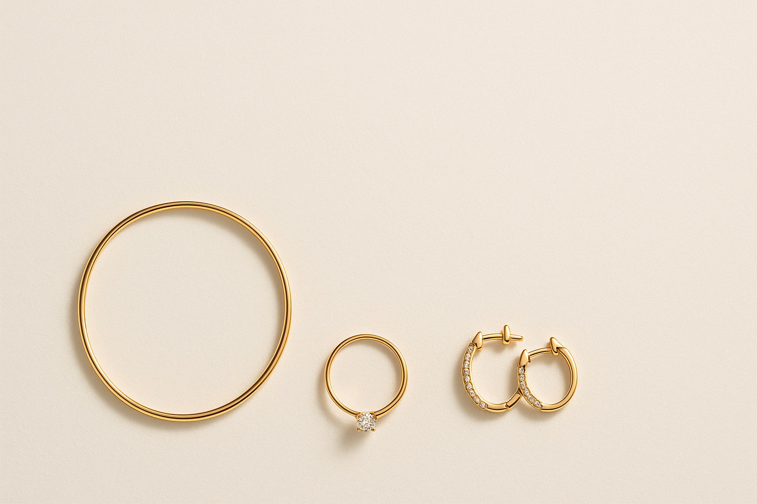 Elegant gold jewellery flat lay representing affordable luxury jewellery in India