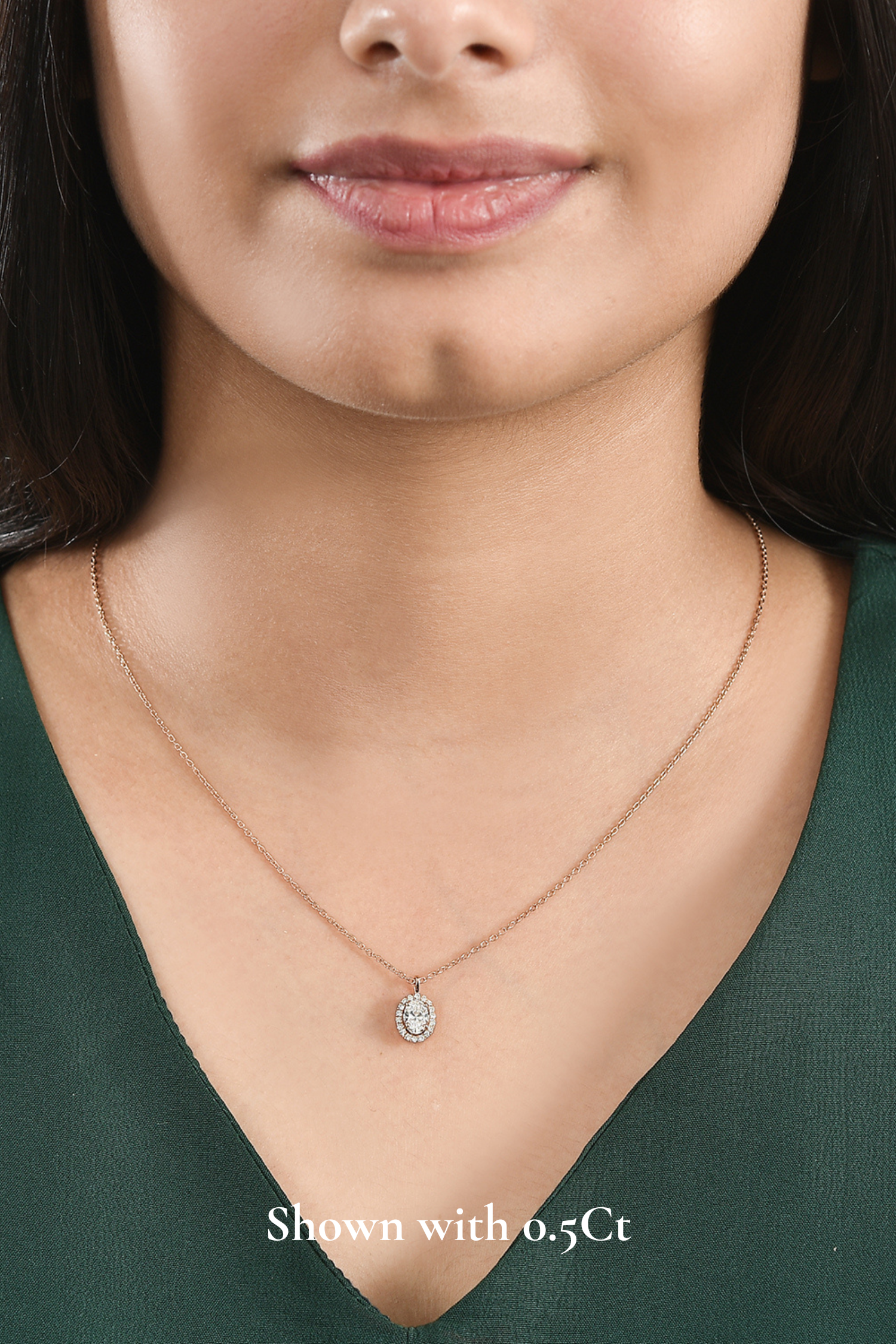 Coralina Halo Oval Solitaire Pendant