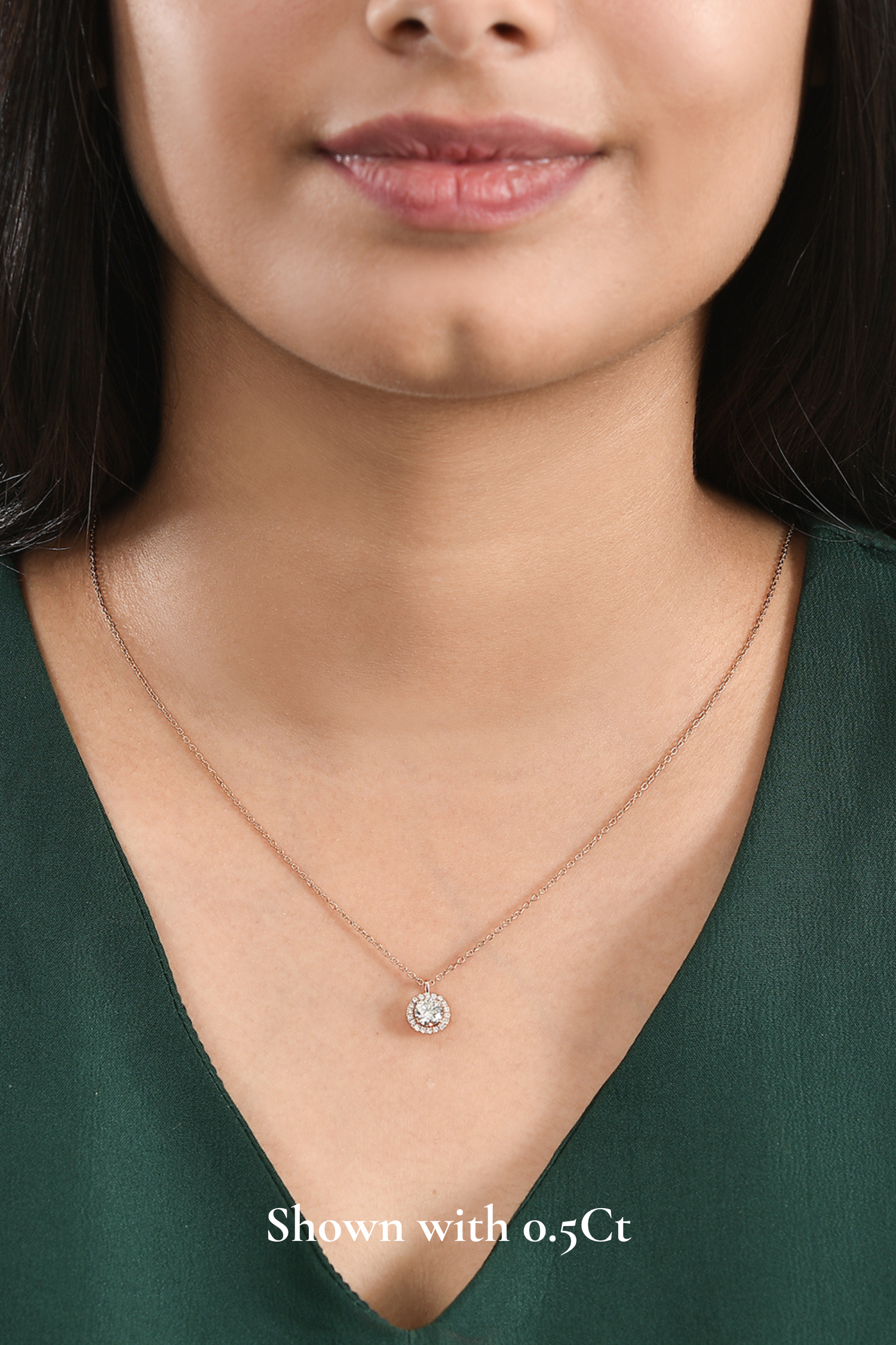 Coralina Halo Round Solitaire Pendant