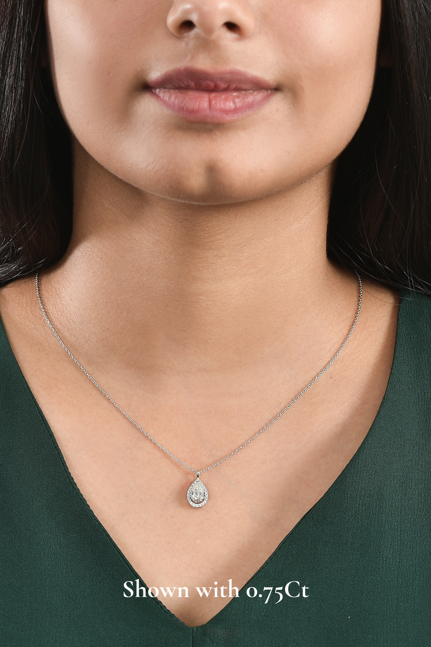 Coralina Halo Pear Solitaire Pendant