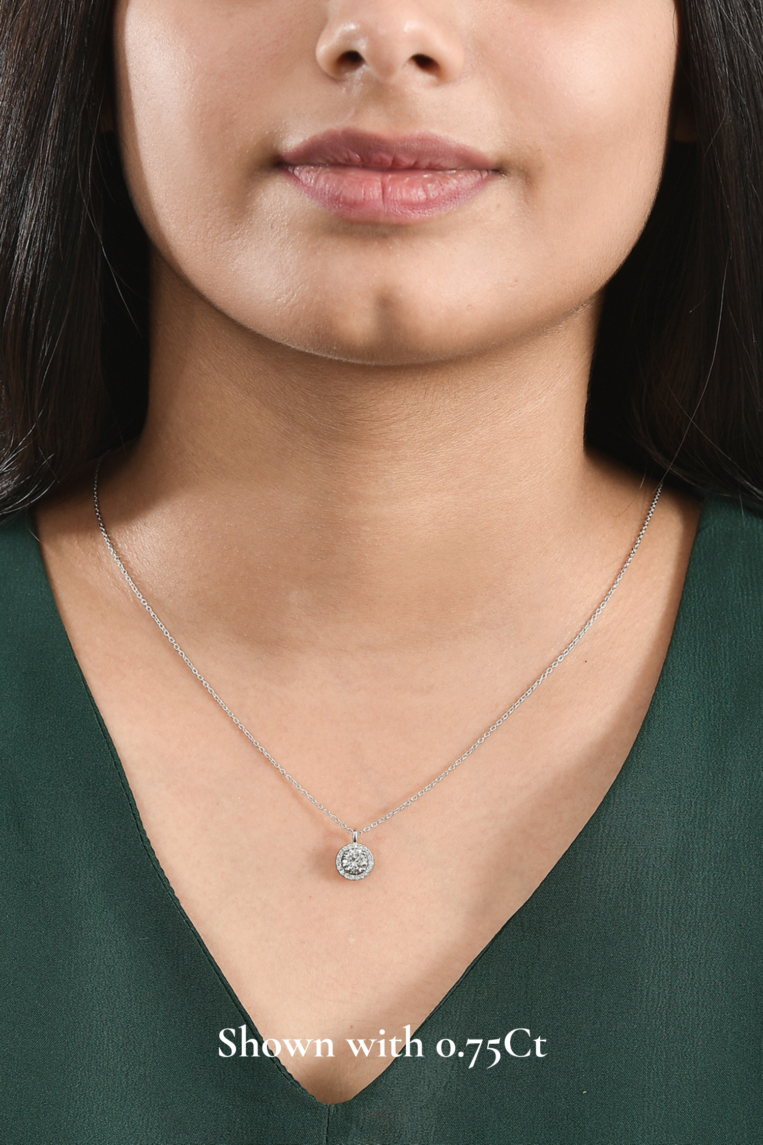 Coralina Halo Round Solitaire Pendant