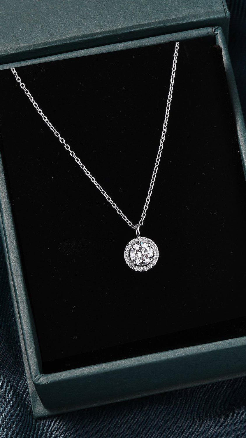 Coralina Halo Round Solitaire Pendant