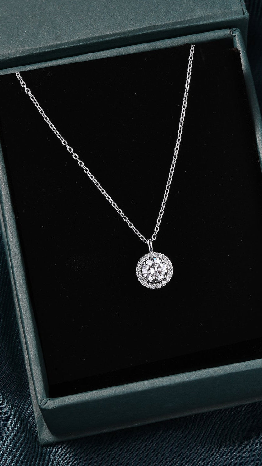 Coralina Halo Round Solitaire Pendant