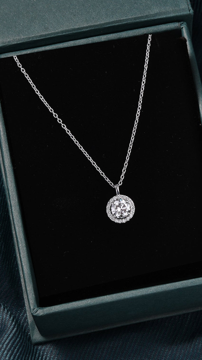 Coralina Halo Round Solitaire Pendant