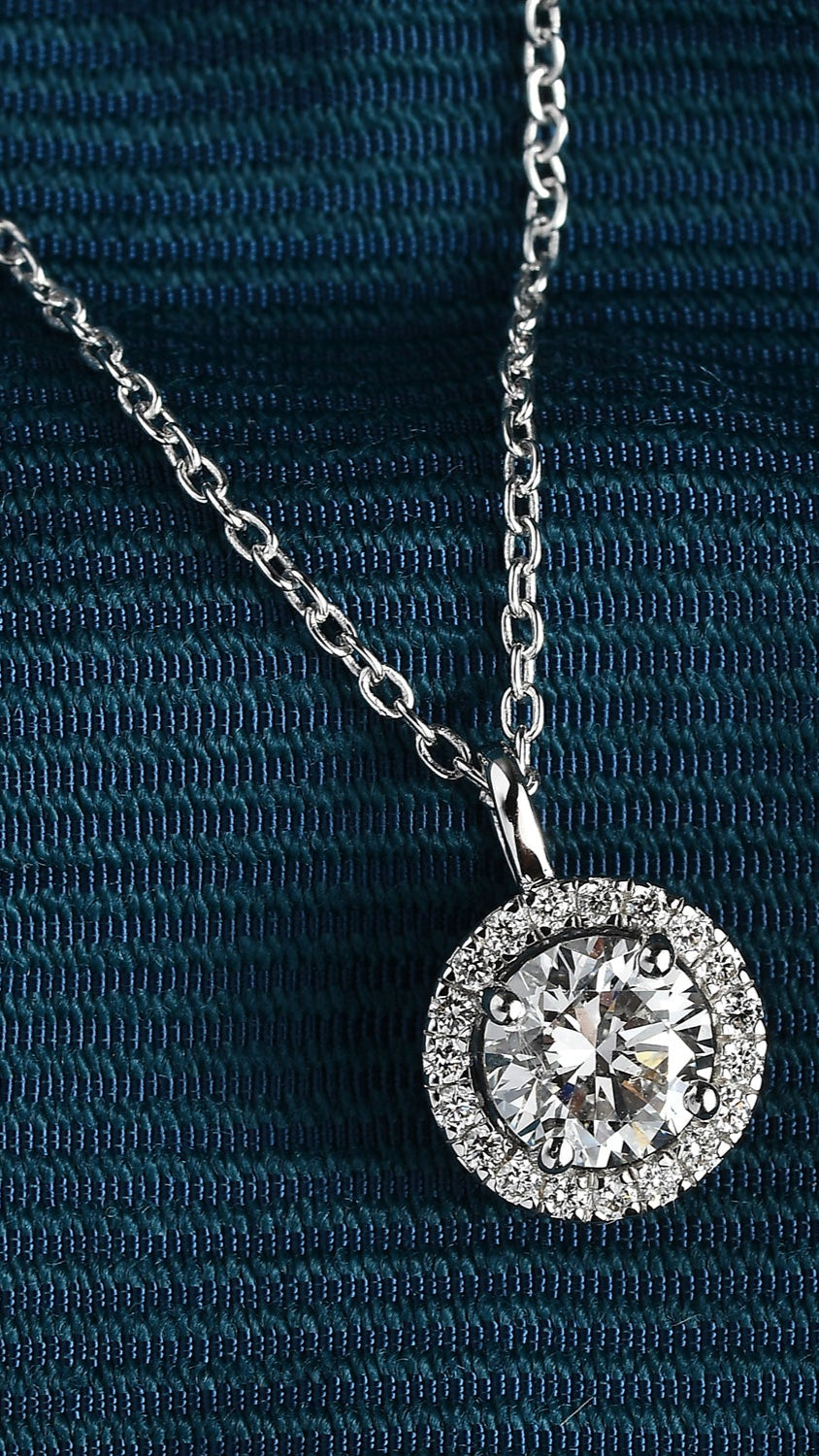 Coralina Halo Round Solitaire Pendant