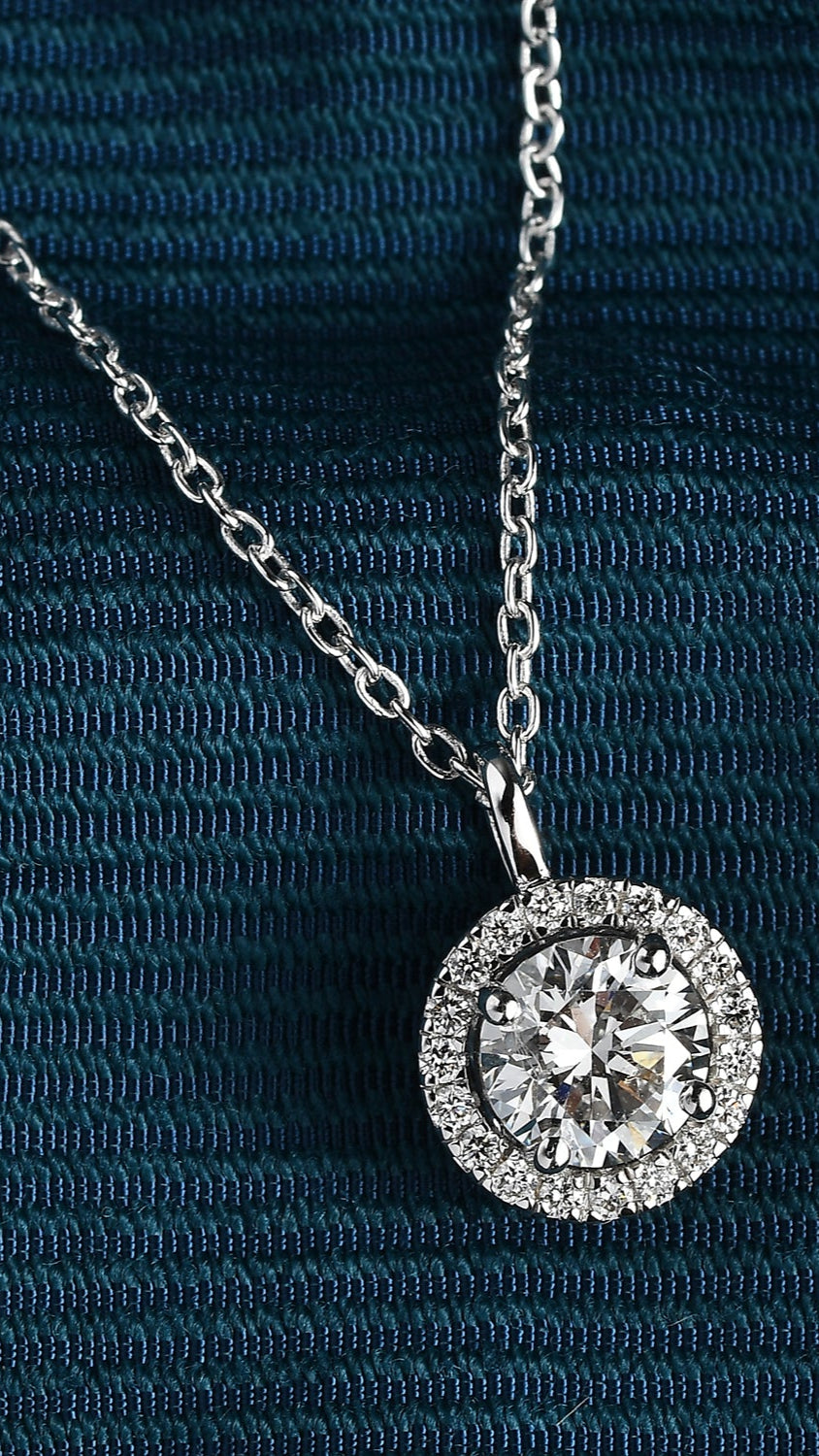 Coralina Halo Round Solitaire Pendant