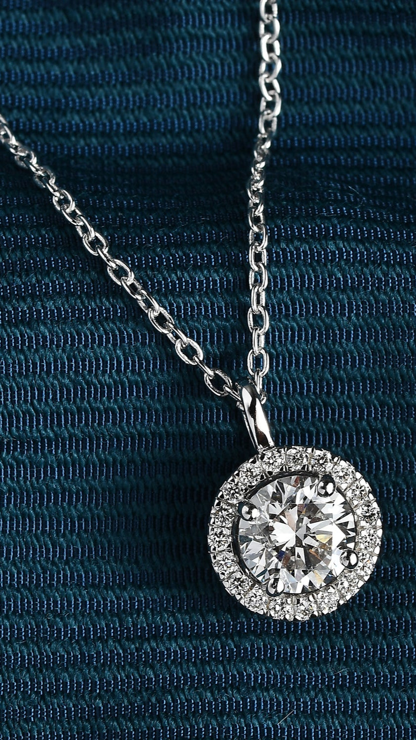 Coralina Halo Round Solitaire Pendant