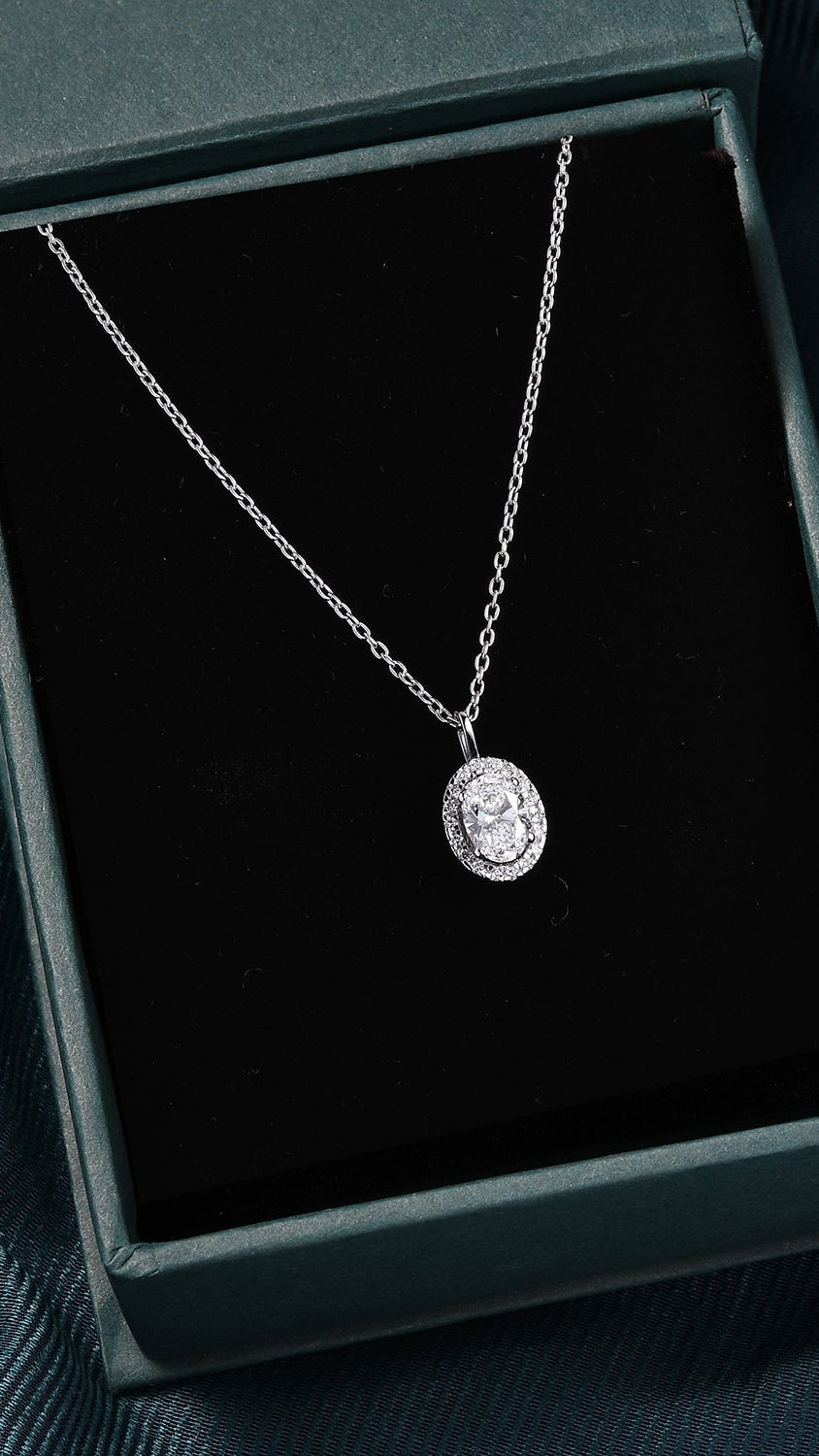 Coralina Halo Oval Solitaire Pendant