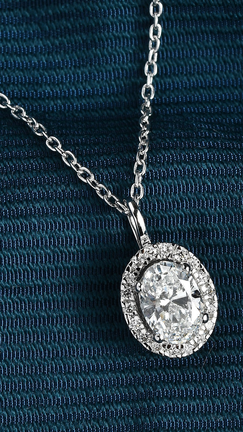 Coralina Halo Oval Solitaire Pendant