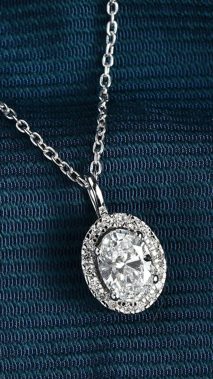 Coralina Halo Oval Solitaire Pendant