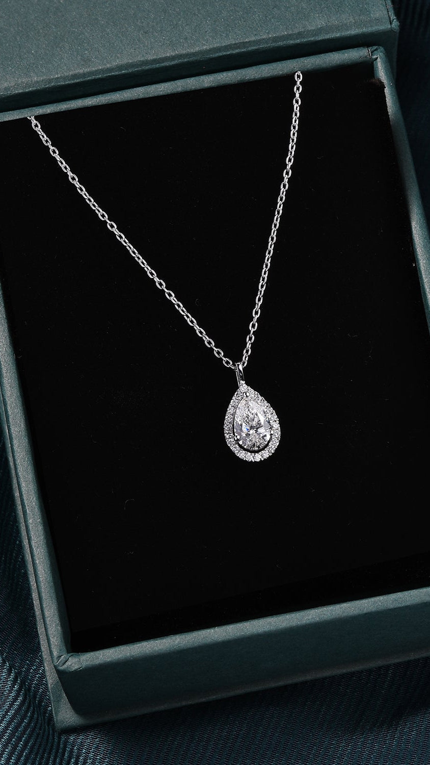 Coralina Halo Pear Solitaire Pendant