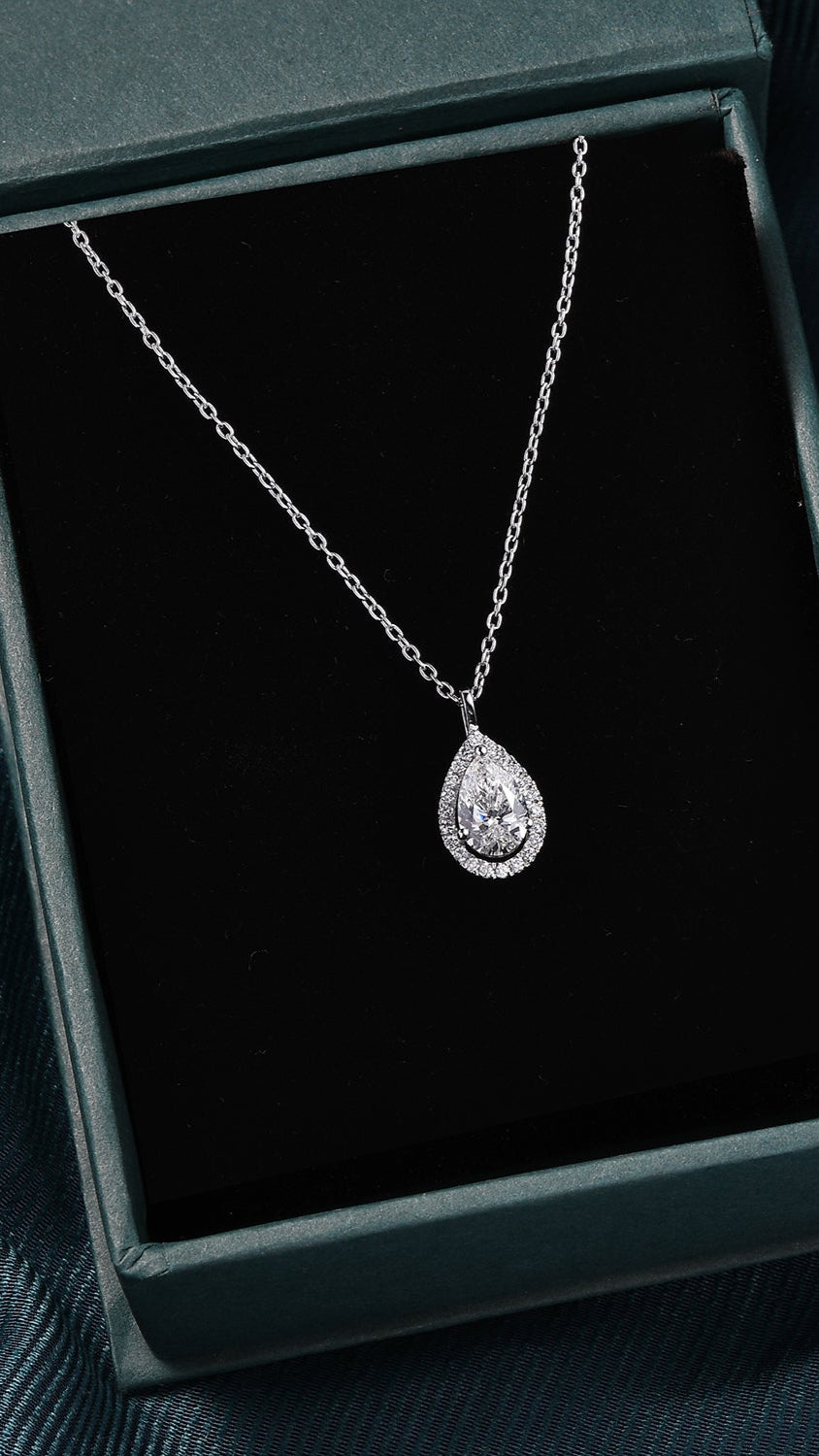 Coralina Halo Pear Solitaire Pendant