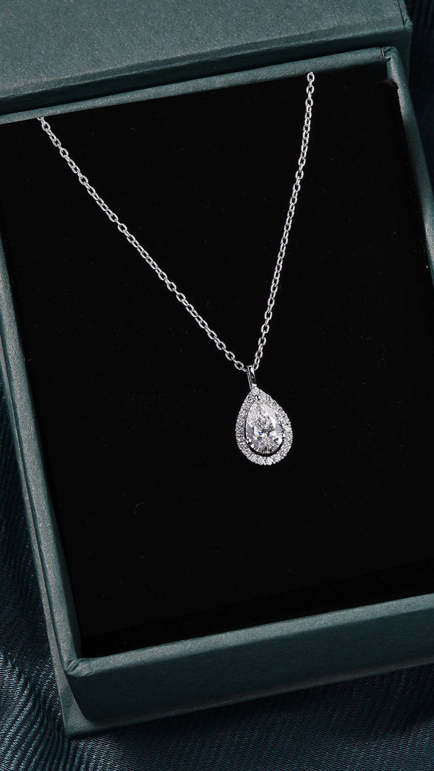 Coralina Halo Pear Solitaire Pendant