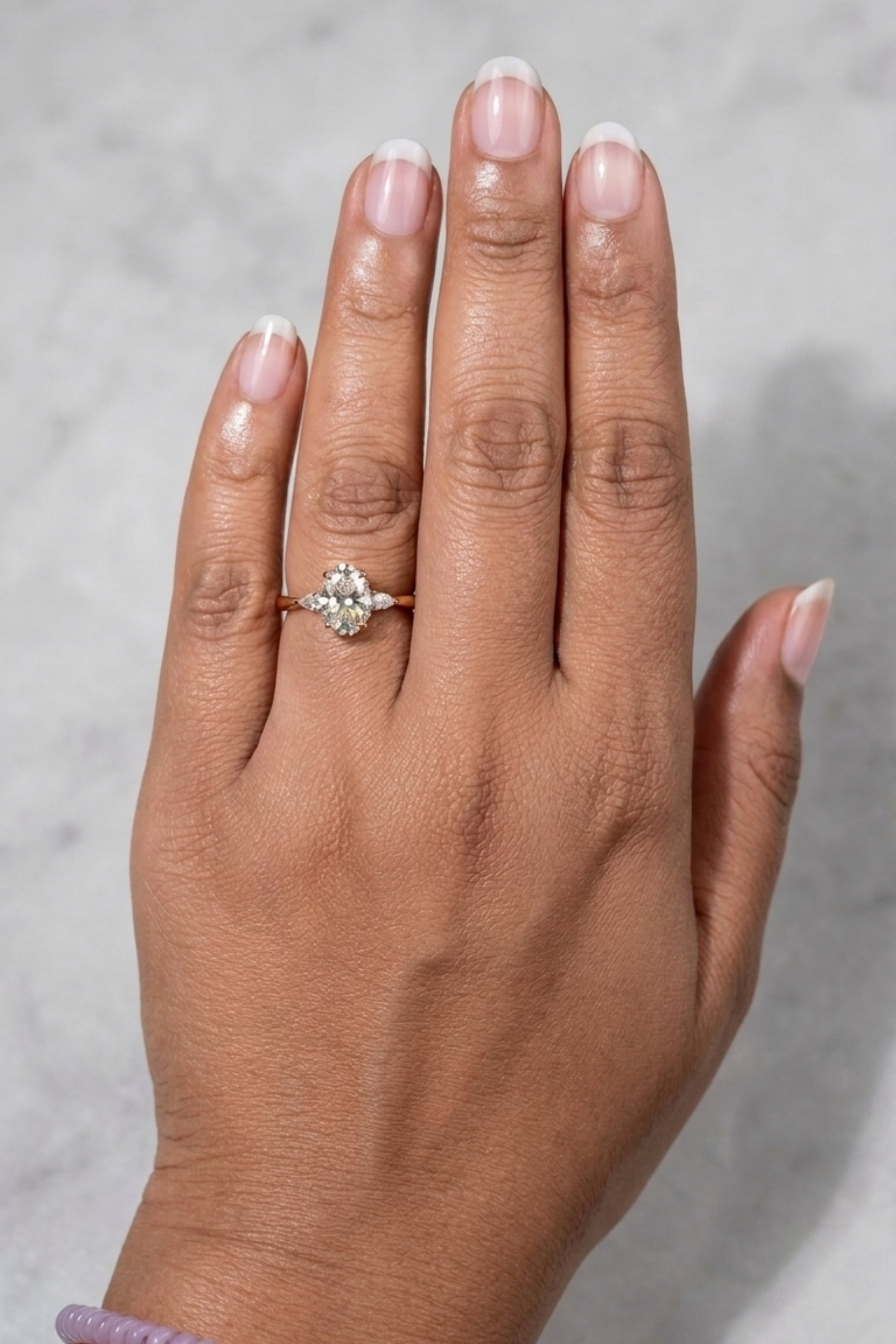1.06 Ct Luminous Grace Hidden Halo Oval Solitaire Marquise Accent Ring in Ring Size 12