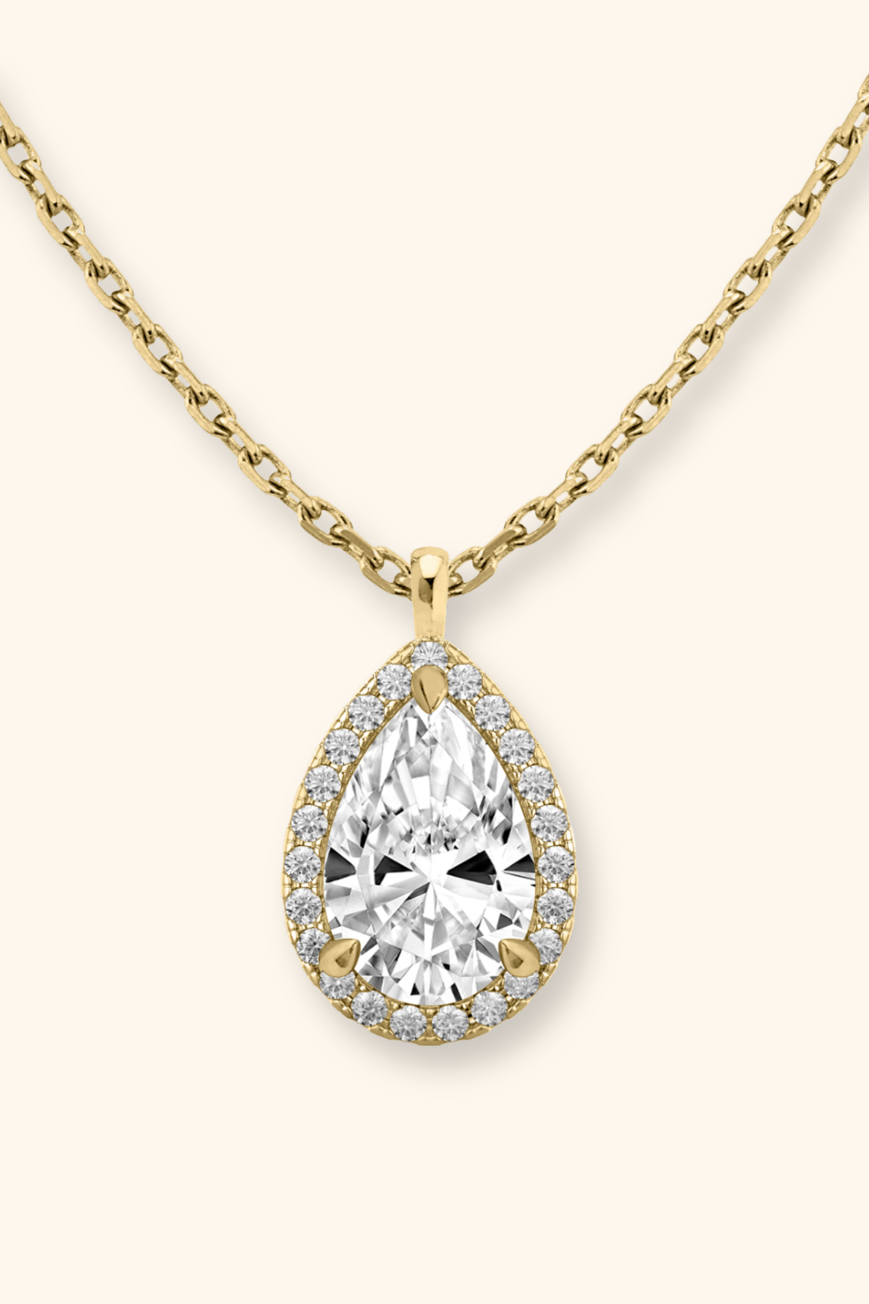 Coralina Halo Pear Solitaire Pendant