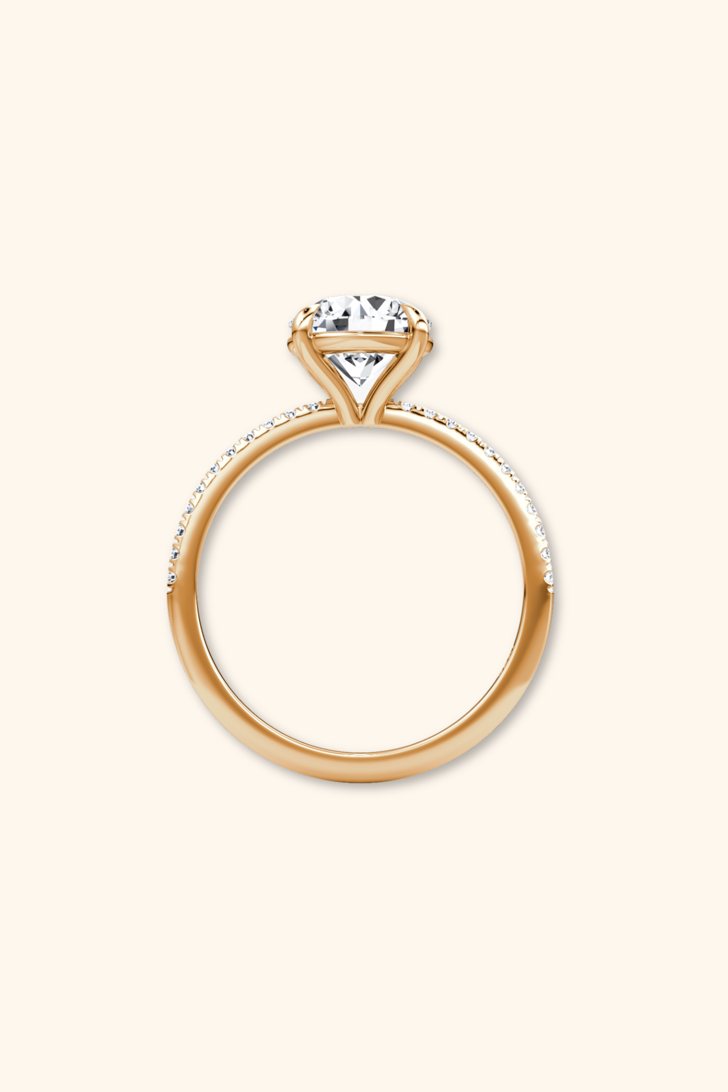 4 Prong Timeless Grace Pavé Ring with Round Solitaire