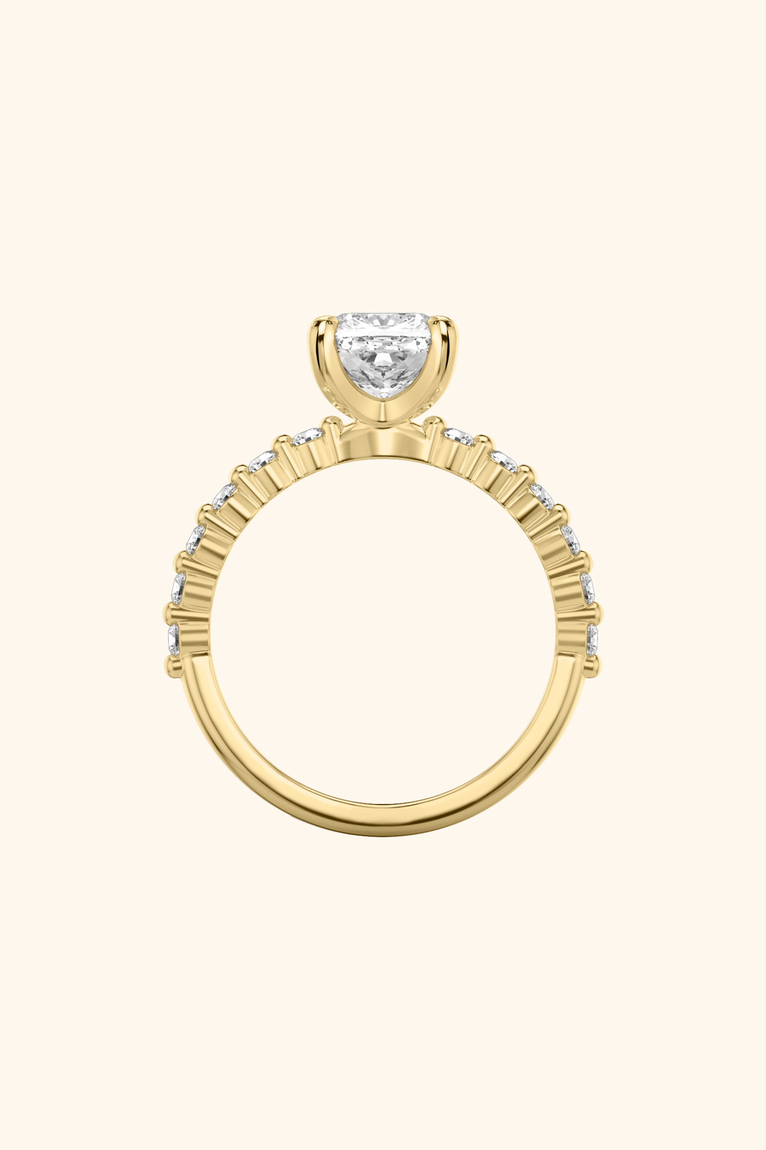 Alya Cushion Solitaire Pavé Ring