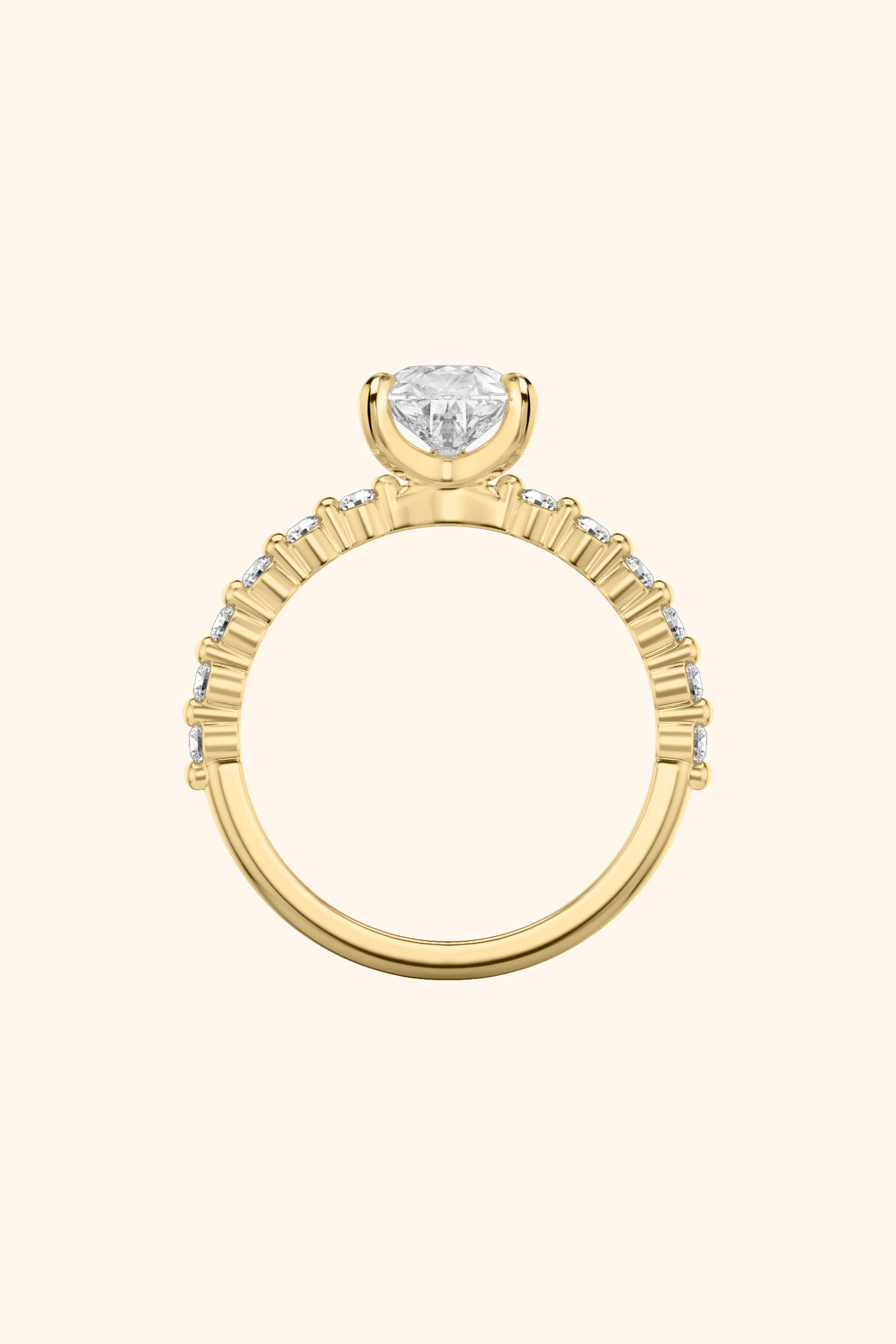 Alya Pear Solitaire Pavé Ring