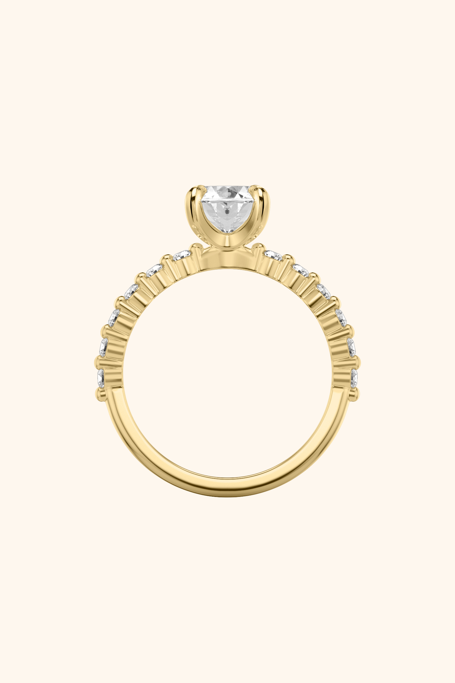 Alya Oval Solitaire Pavé Ring