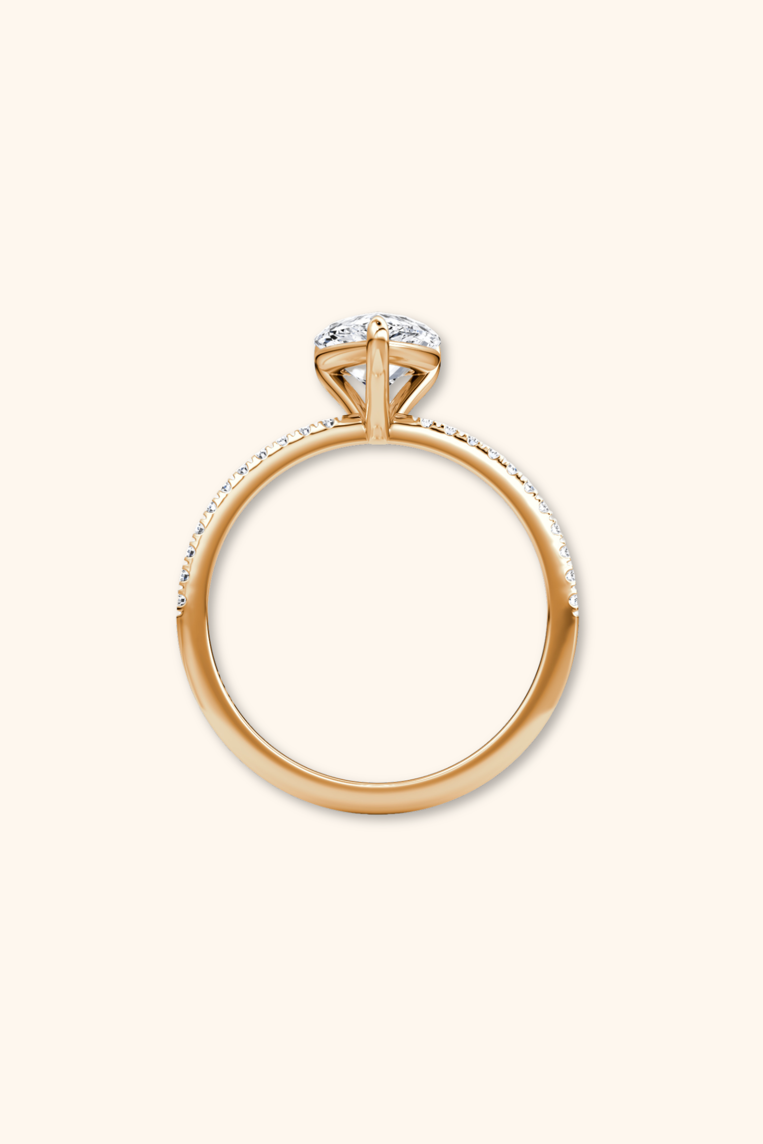 4 Prong Timeless Grace Pavé Ring with Pear Solitaire