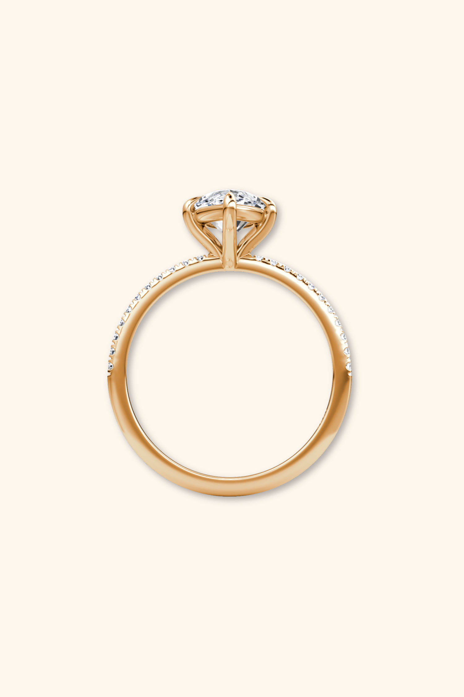 4 Prong Timeless Grace Pavé Ring with Marquise Solitaire