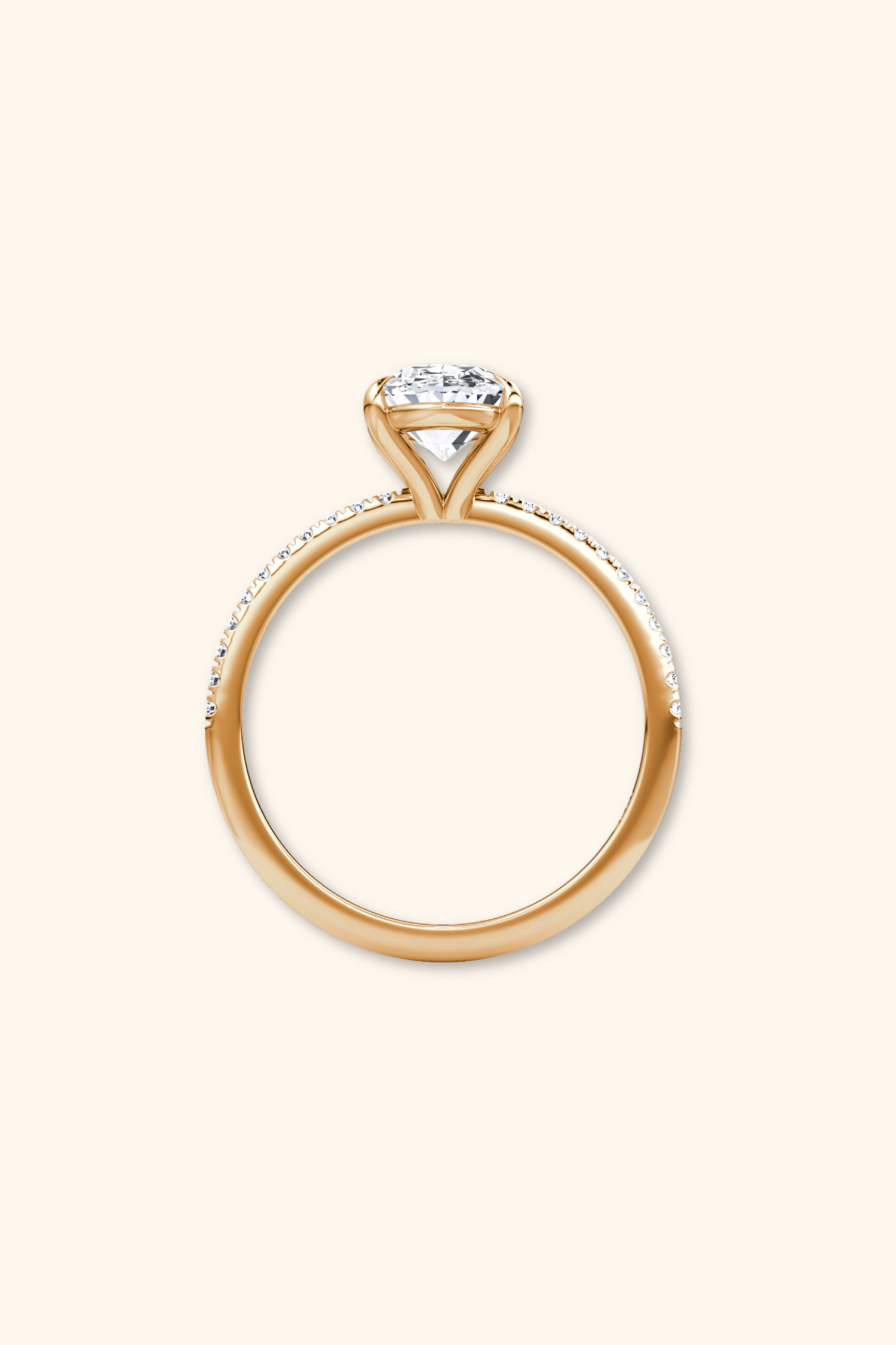 4 Prong Timeless Grace Pavé Ring with Oval Solitaire