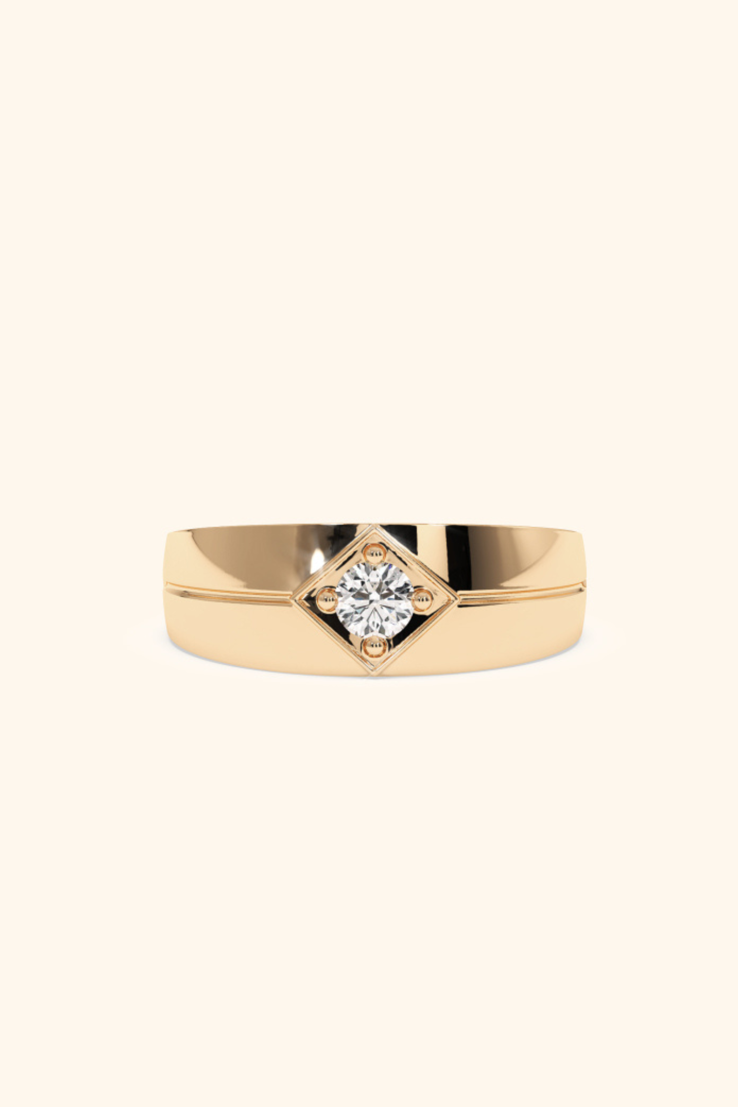 Icon Ring with a Round Brilliant Solitaire